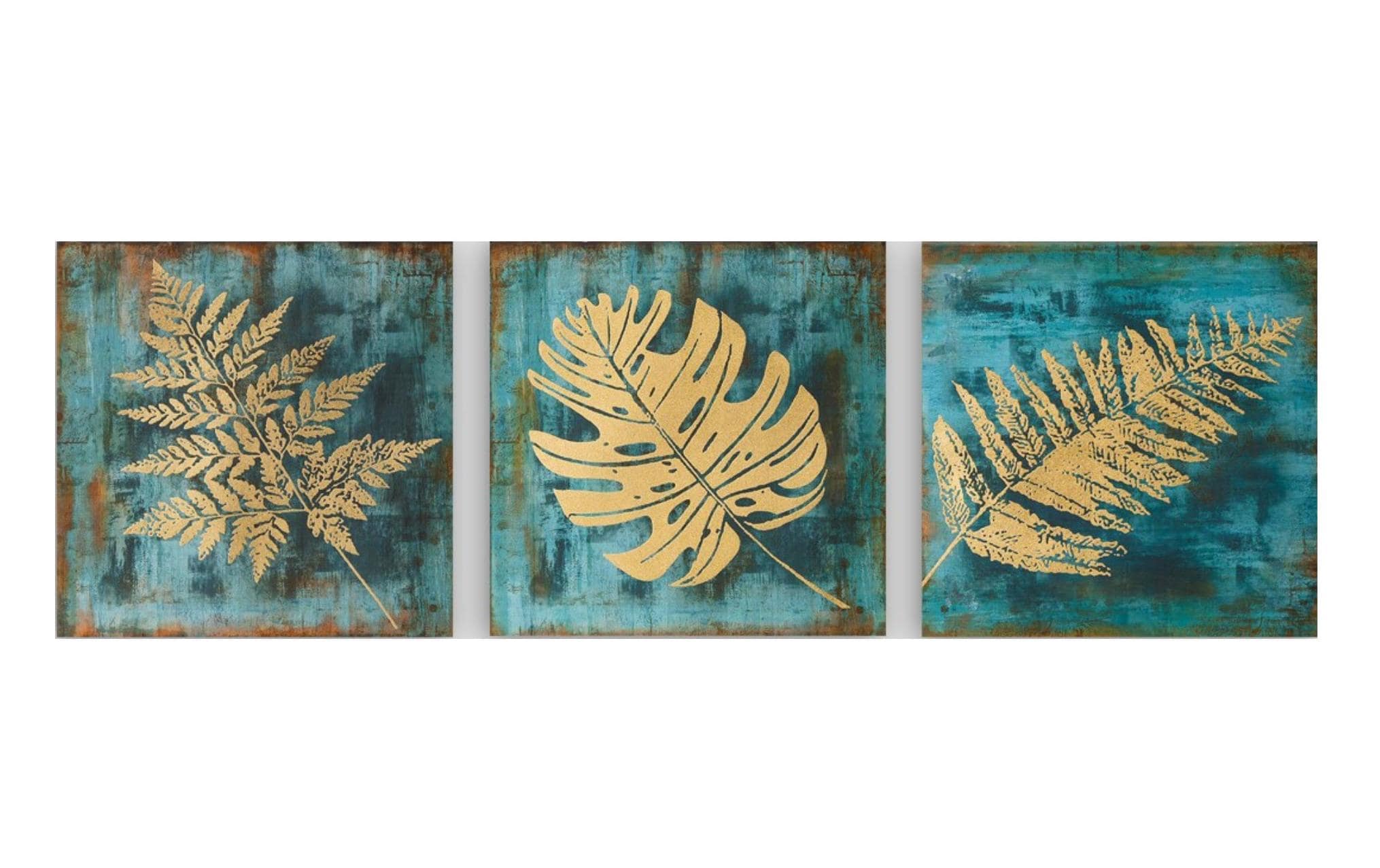 Wallxpert Bild Blätter MDF/Kunststoff, 30x 30 cm (3 Pieces)