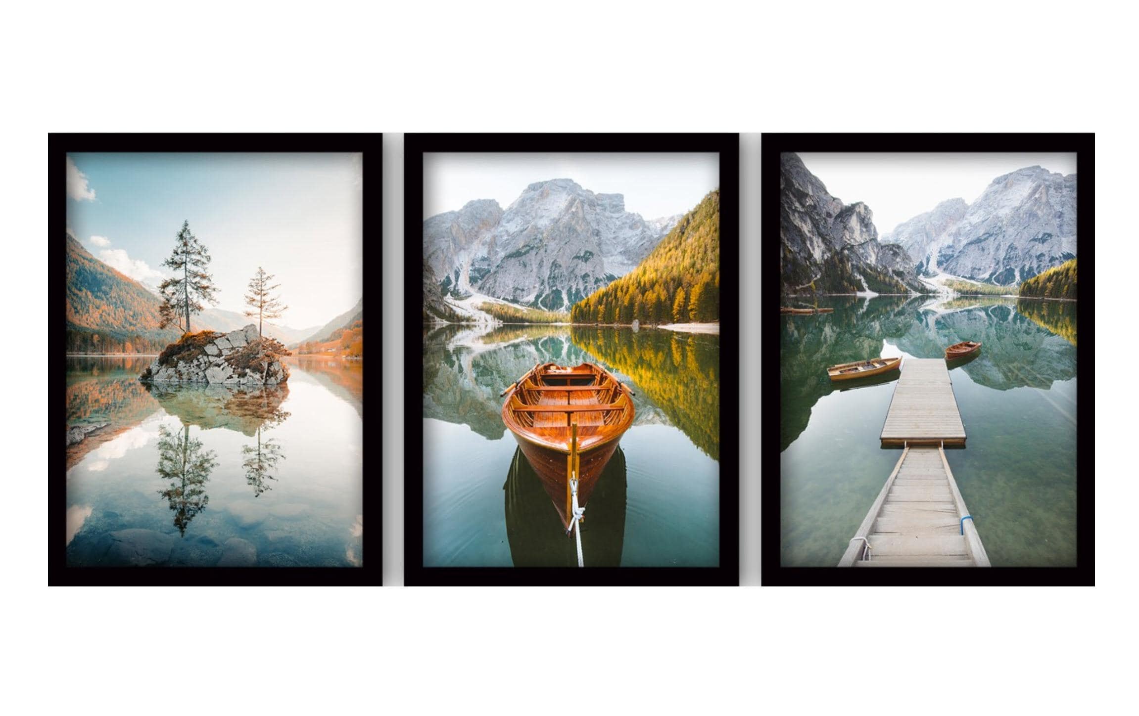 Wallxpert Bild Landschaft 3-teilig MDF/Kunststoff, 35 x 45 cm (3 Pieces)