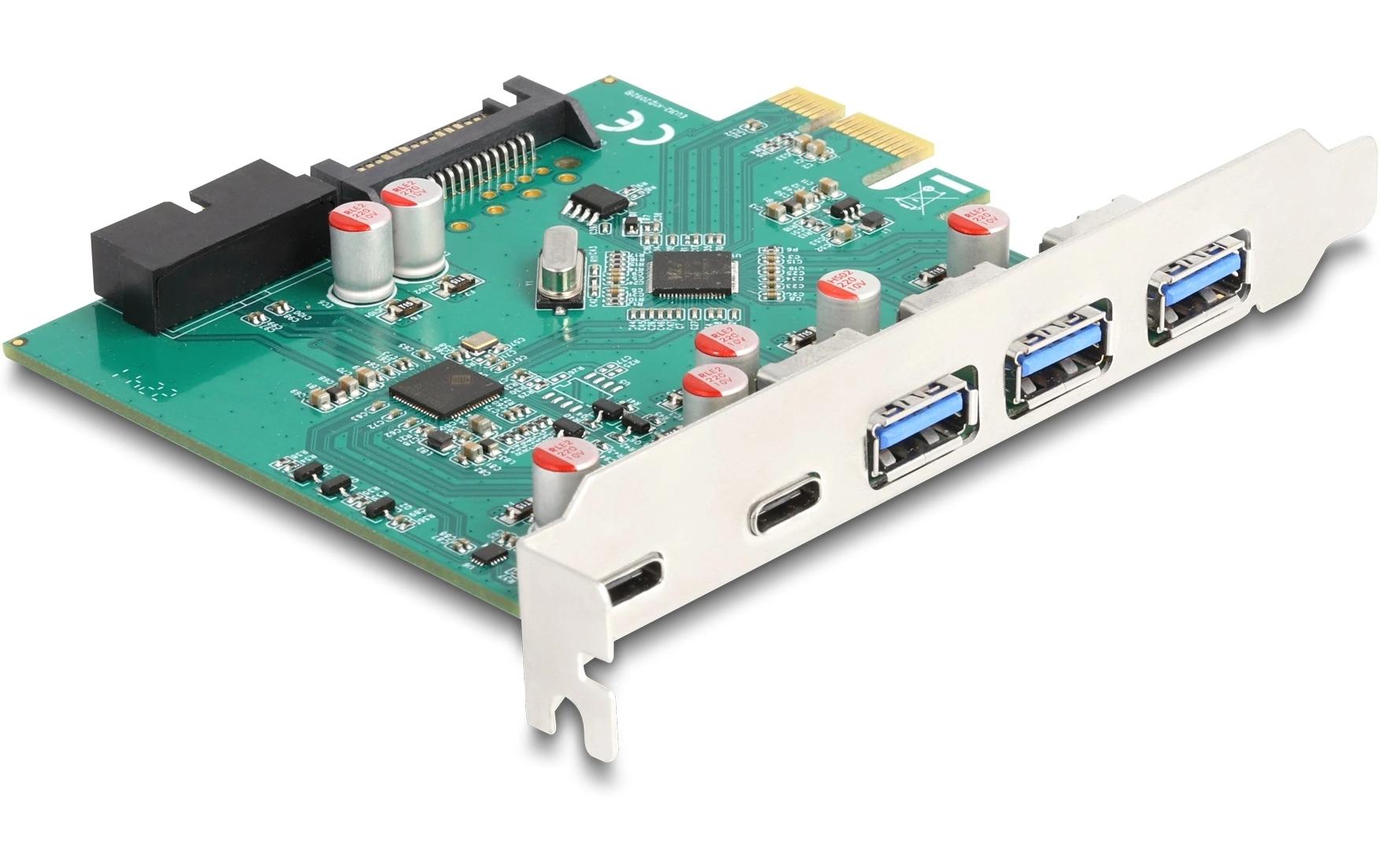 Delock 90109 PCI Express x1 Karte, x3 ext. Typ-A,  2 x extern USB Type-C, intern 19Pin