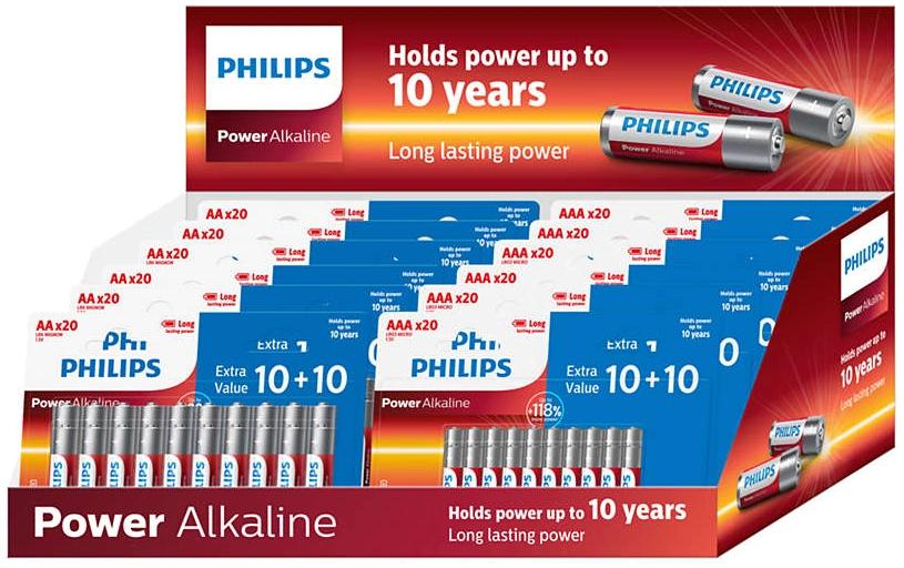 Philips Batterie 120x AA und 120x AAA 6 Blister 10 plus 10 AA, AAA