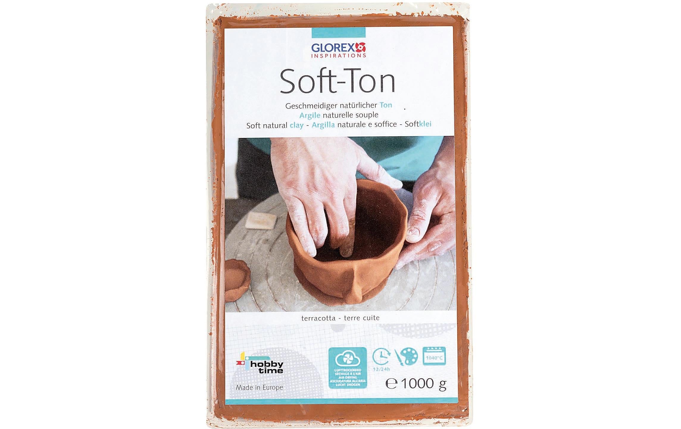Glorex Modelliermasse Soft-Ton 1000g, terracotta, weicher Ton