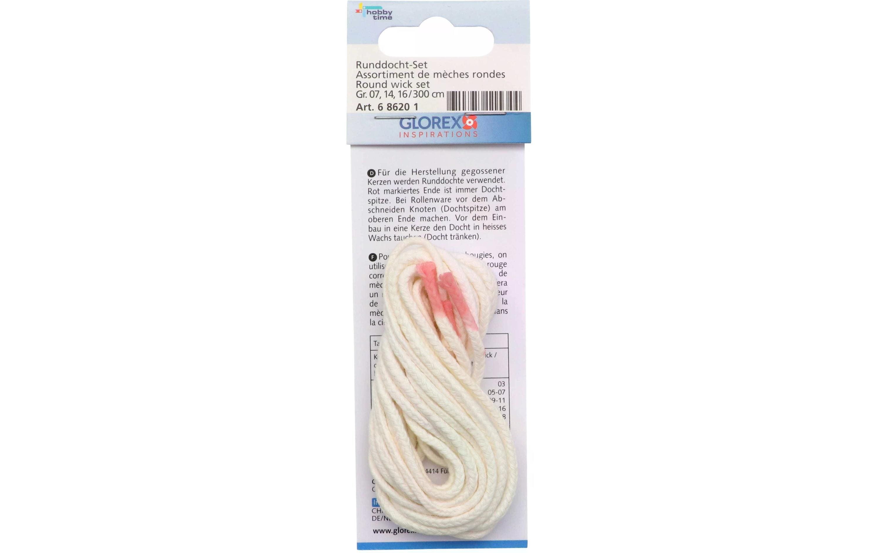 Glorex Docht rund 3 x 1 m in den Grössen: 07 - 14 - 16