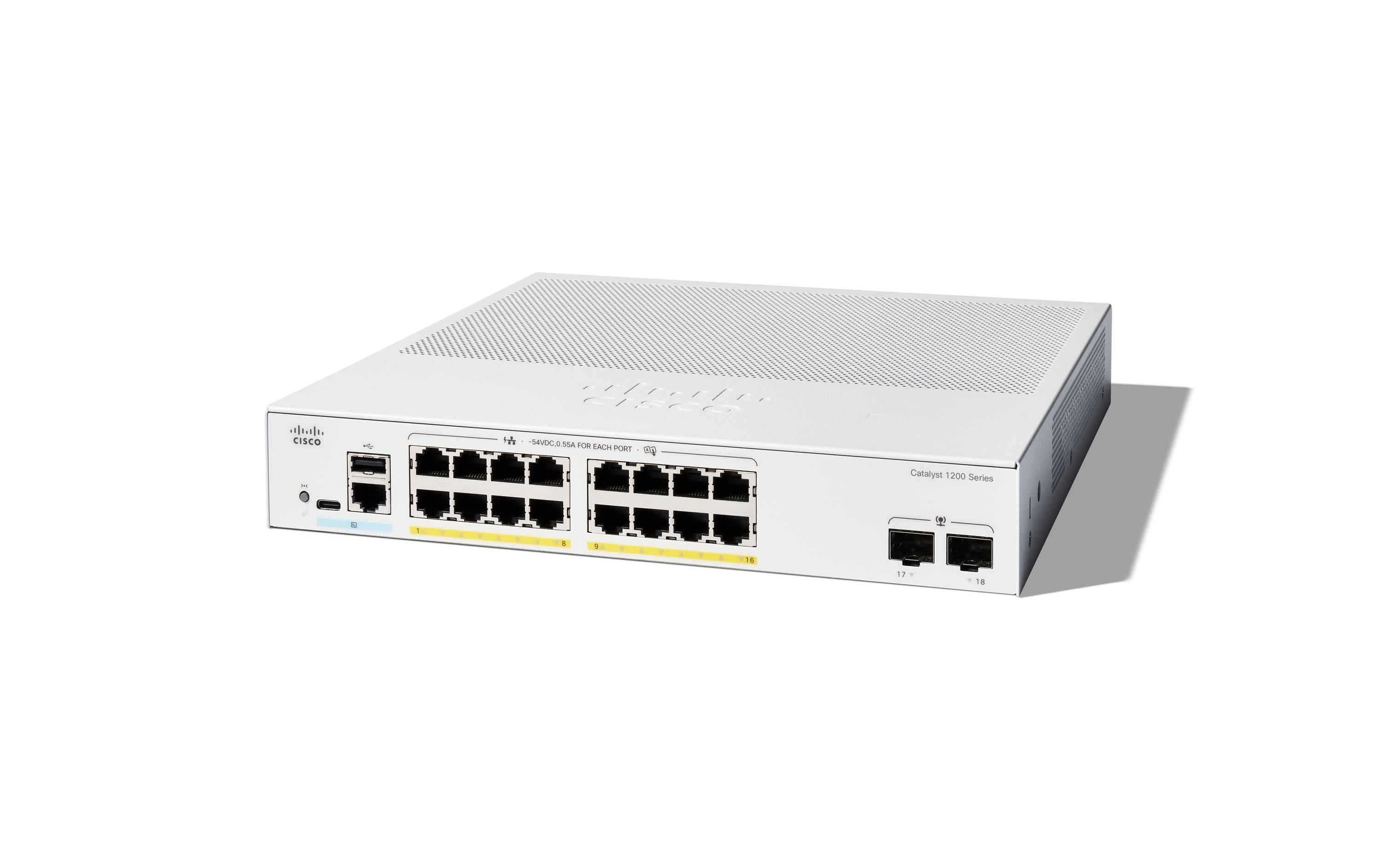 Cisco C1200-16T-2G: 16 Port Smart Switch 16-port GE, 2x1G SFP