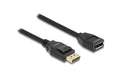 Delock DisplayPort 1.2 Verlängerungskabel 4K 60Hz, 5m, schwarz