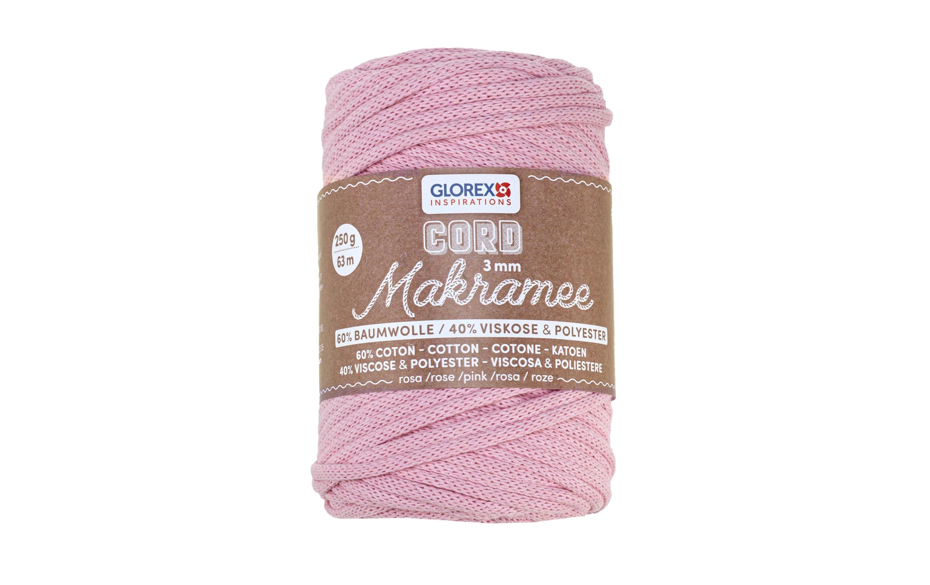 Glorex Makramee Cord gewebt 3mm, 250g, 60% Coton, 40% viskose, rosa