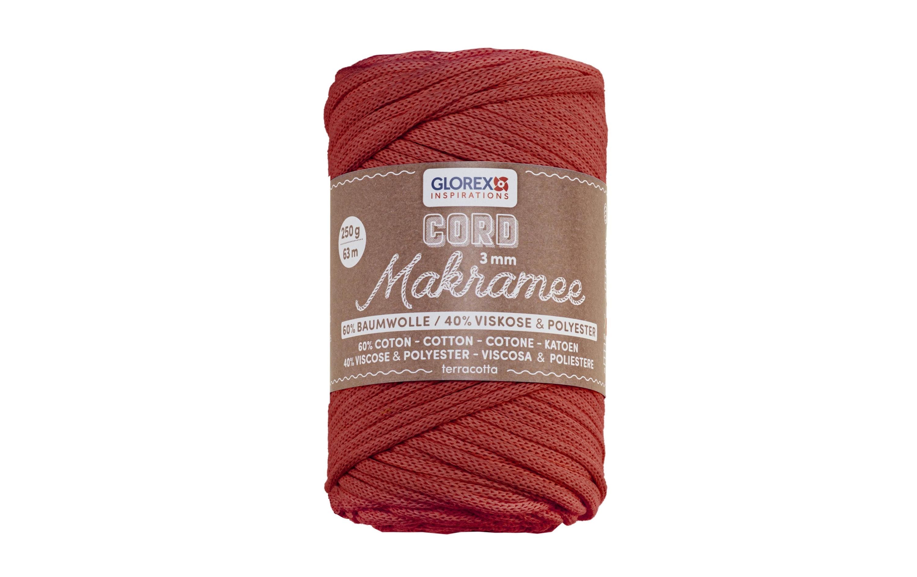 Glorex Makramee Cord gewebt 3mm, 250g, 60% Coton, 40% viskose, tecotta