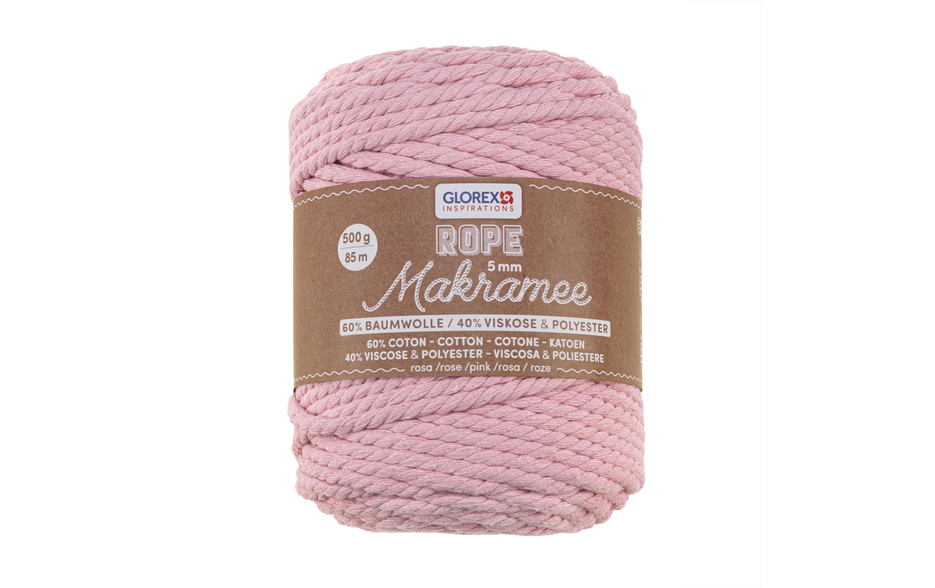 Glorex Makramee Rope gedreht 5mm, 500g, 60% Cotton, 40% Viskose, rosa