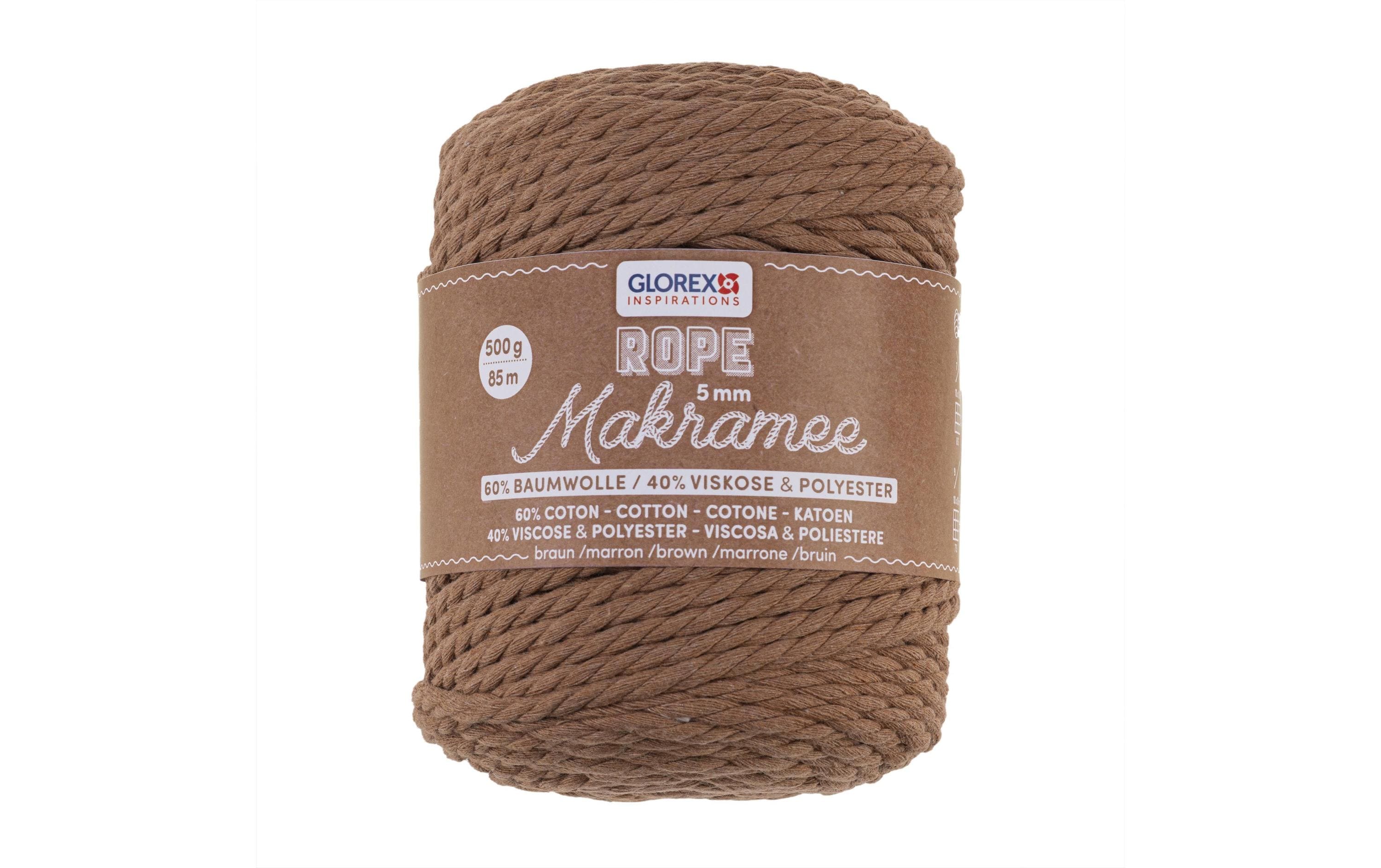 Glorex Makramee Rope gedreht 5mm, 500g, 60% Cotton, 40% Viskose, braun