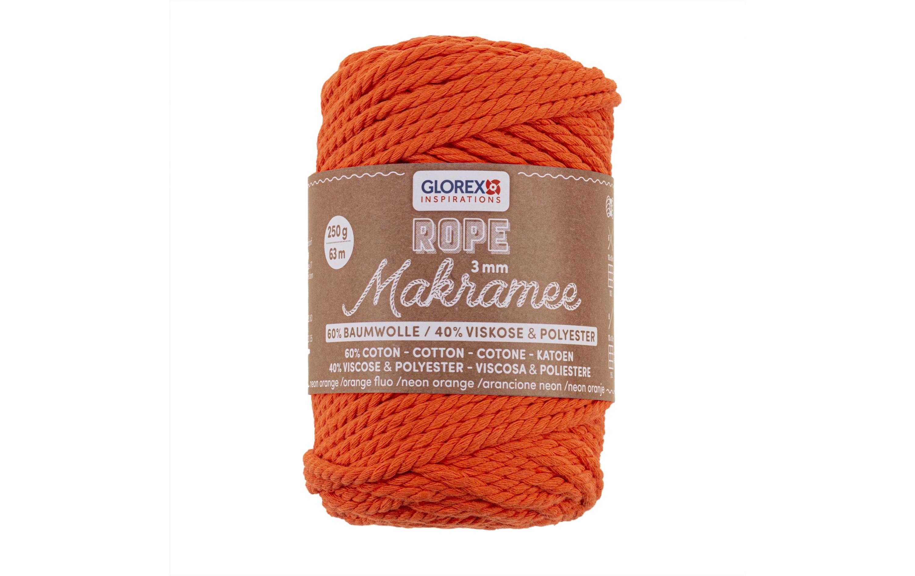 Glorex Makramee Rope gedreht 3mm, 250g, 60% Cotton, 40% Viskose, norange