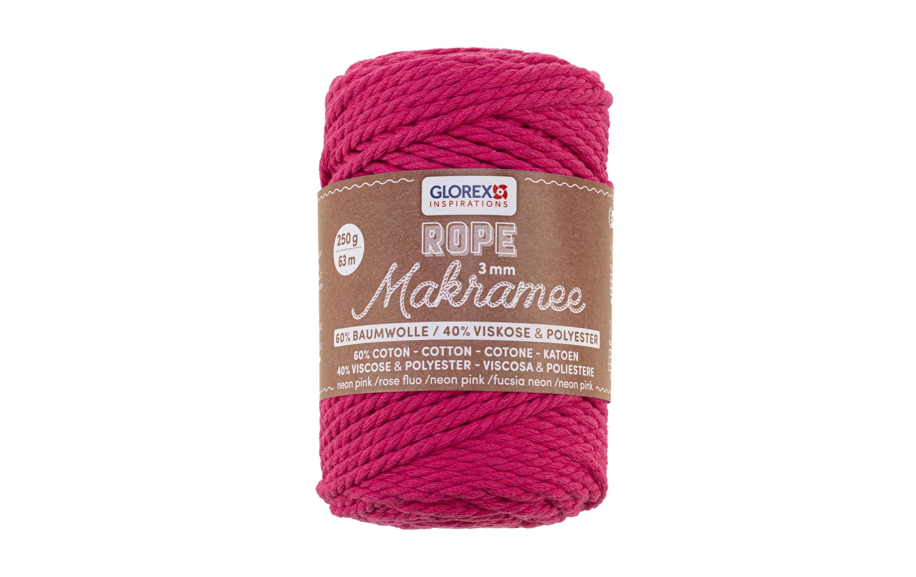 Glorex Makramee Rope gedreht 3mm, 250g, 60% Cotton, 40% Viskose, nepink
