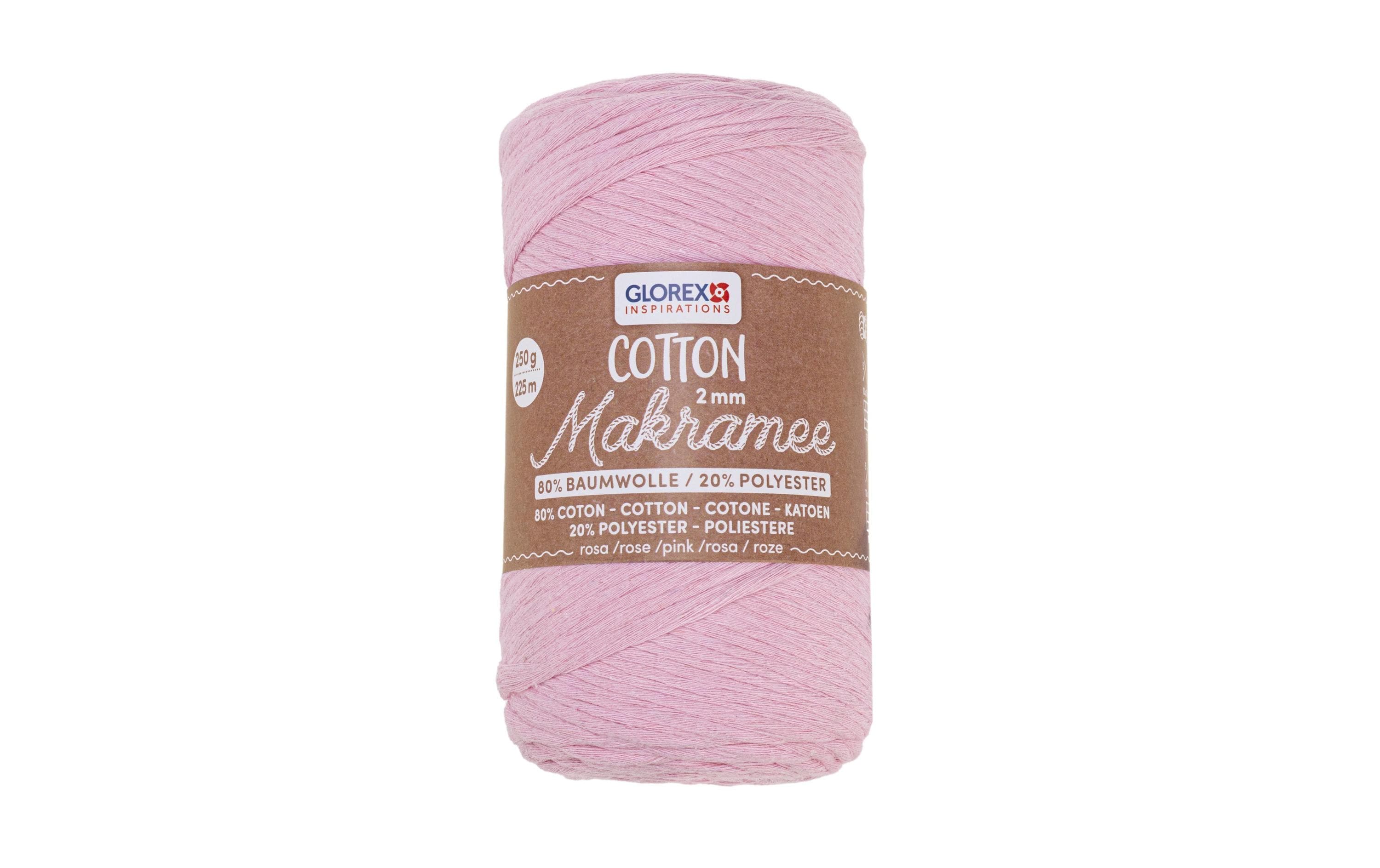 Glorex Makramee Cotton 2mm, 250g, 80% Coton, 20% Viskose, rose