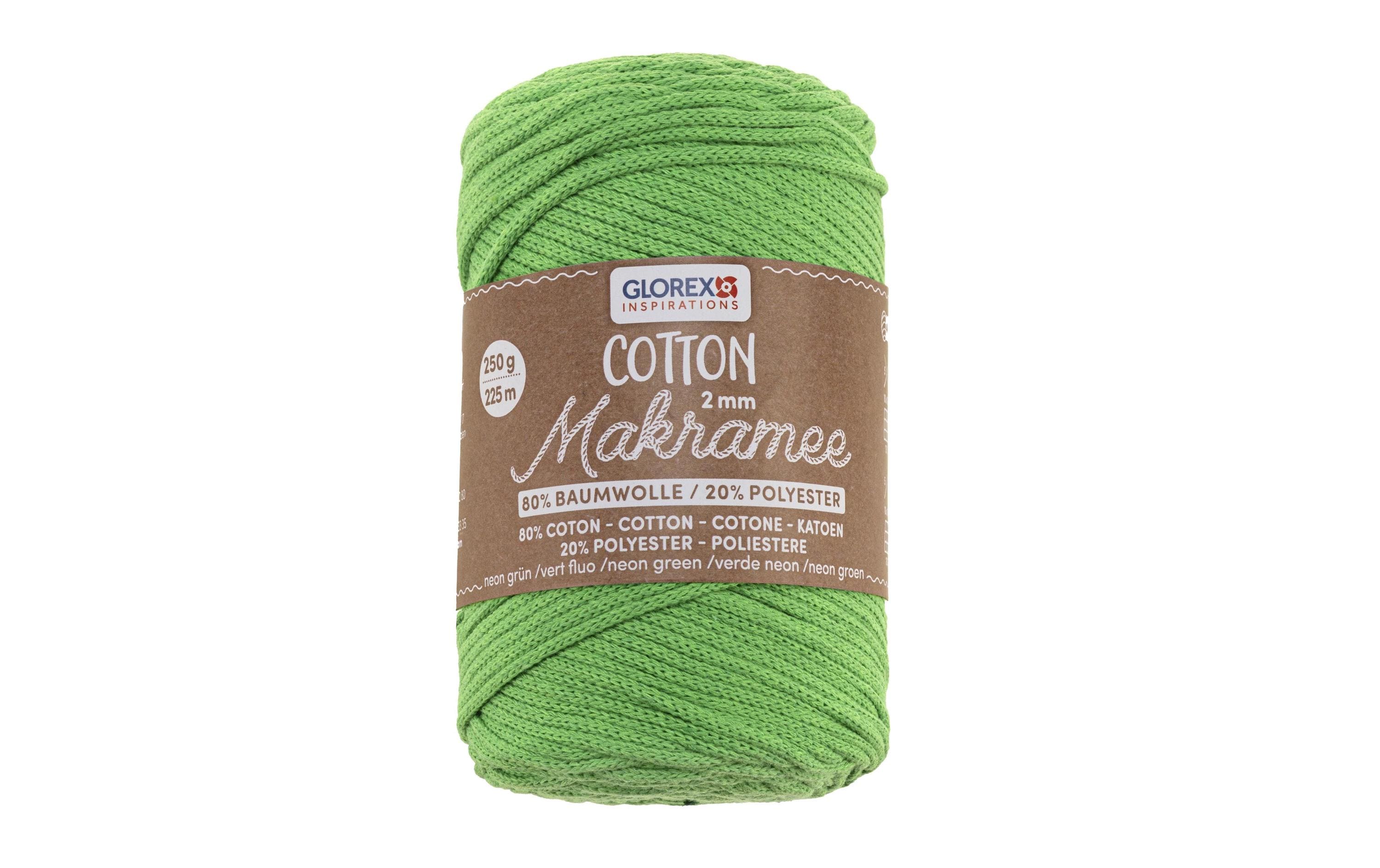 Glorex Makramee Cotton 2mm, 250g, 80% Coton, 20% Viskose, negrün