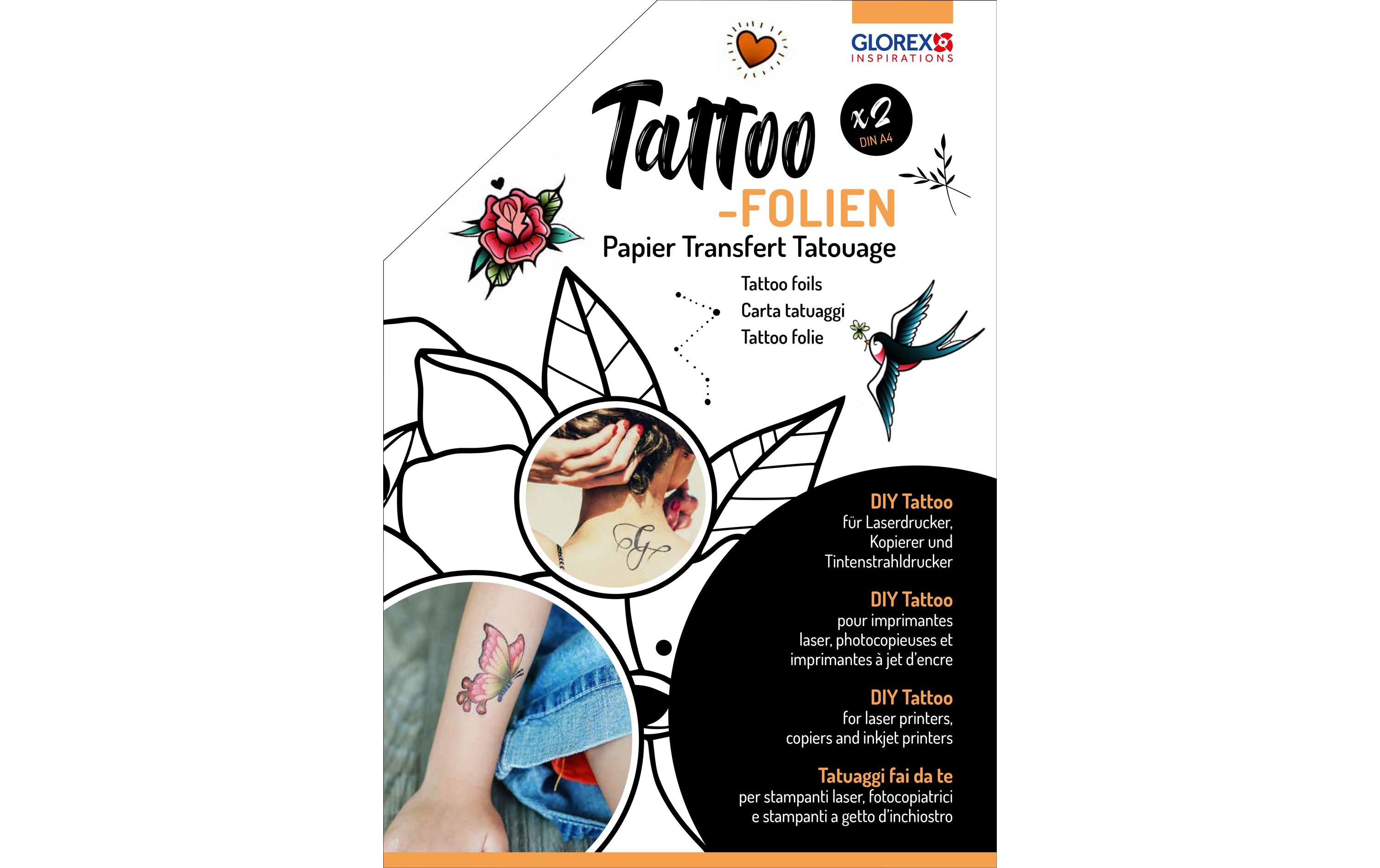 Glorex Tattoo-Folie für Laser- und Tintendrucker, A4, 2 Stk.
