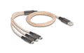 Delock USB RGB Ladekabel 3 in 1 Typ-A zu Lightning/Micro USB/Typ-C 1,2m