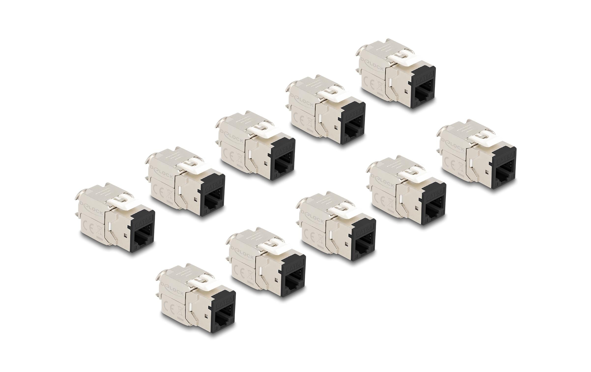 Delock Keystone Modul RJ45 Buchse zu LSA Cat.6A, werkzeugfrei, schwarz, 10 Stück