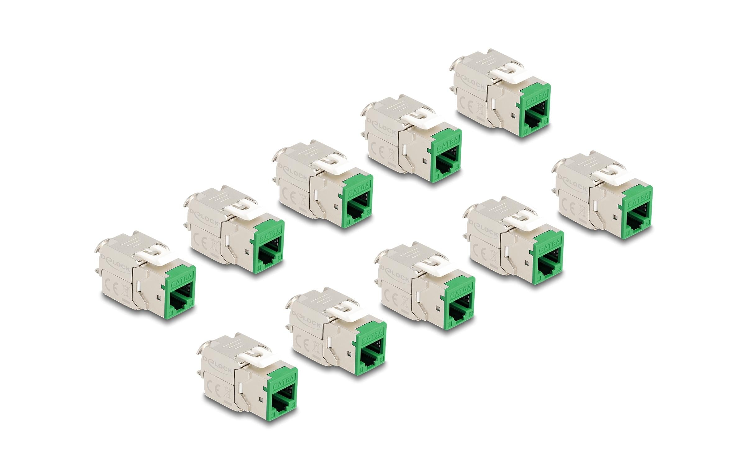 Delock Keystone Modul RJ45 Buchse zu LSA Cat.6A, werkzeugfrei, grün, 10 Stück