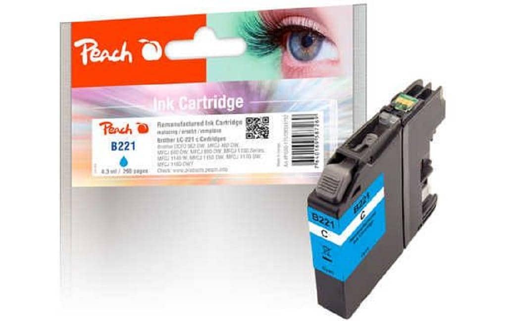 Peach Tinte Brother LC-221 Cyan 7.6ml 290 Seiten