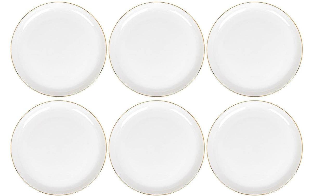 FURBER Teller gross 6er Set weiss/gold Dia 26.5cm, porcelan, weiss/gold