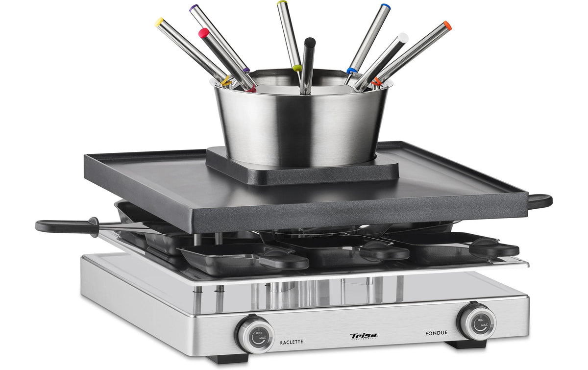 Trisa Raclette Fondue Fusion 1750W, 1l Fondue, 8 Raclette, Grill