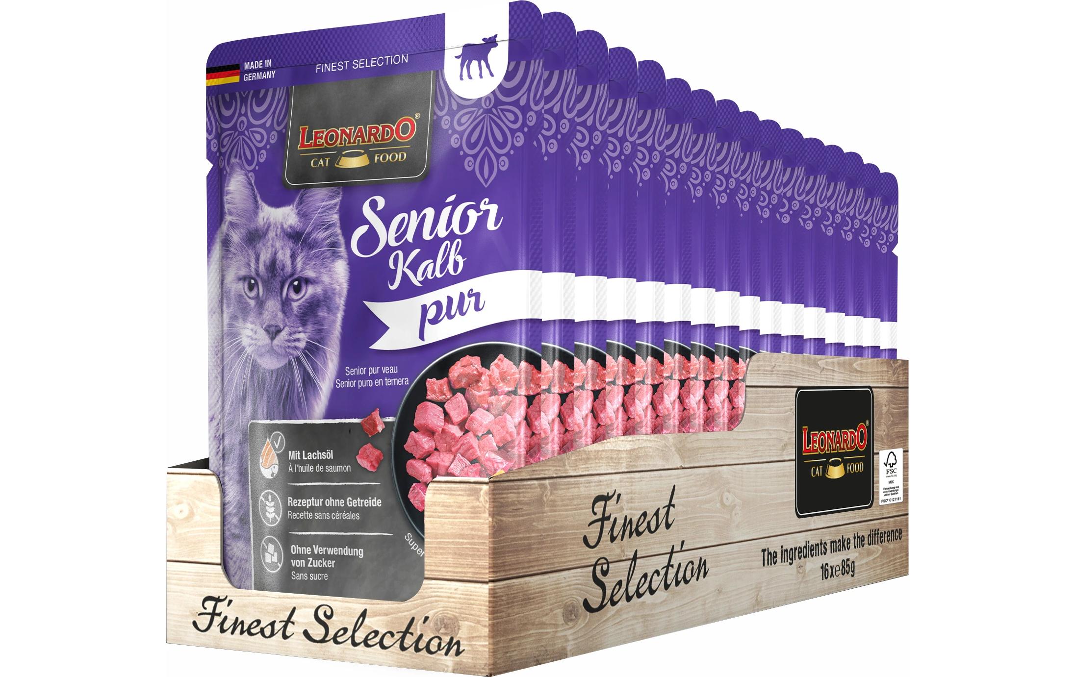 Leonardo Nassfutter Senior Kalb Pur Kit 16x85g