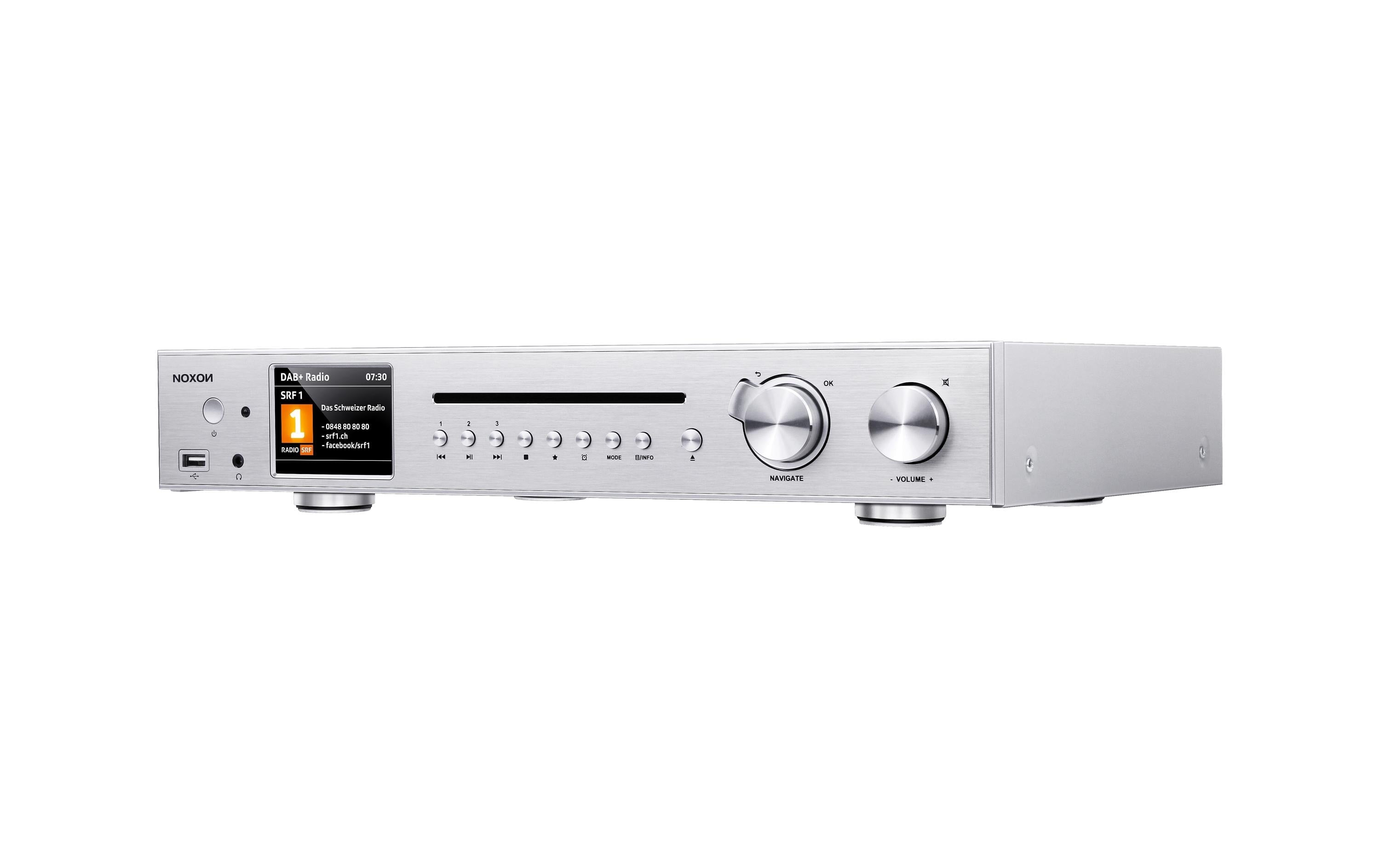 NOXON A571 CD, DAB+ & Internetradio Tuner Silber, BT, USB, CD, LAN & WLAN