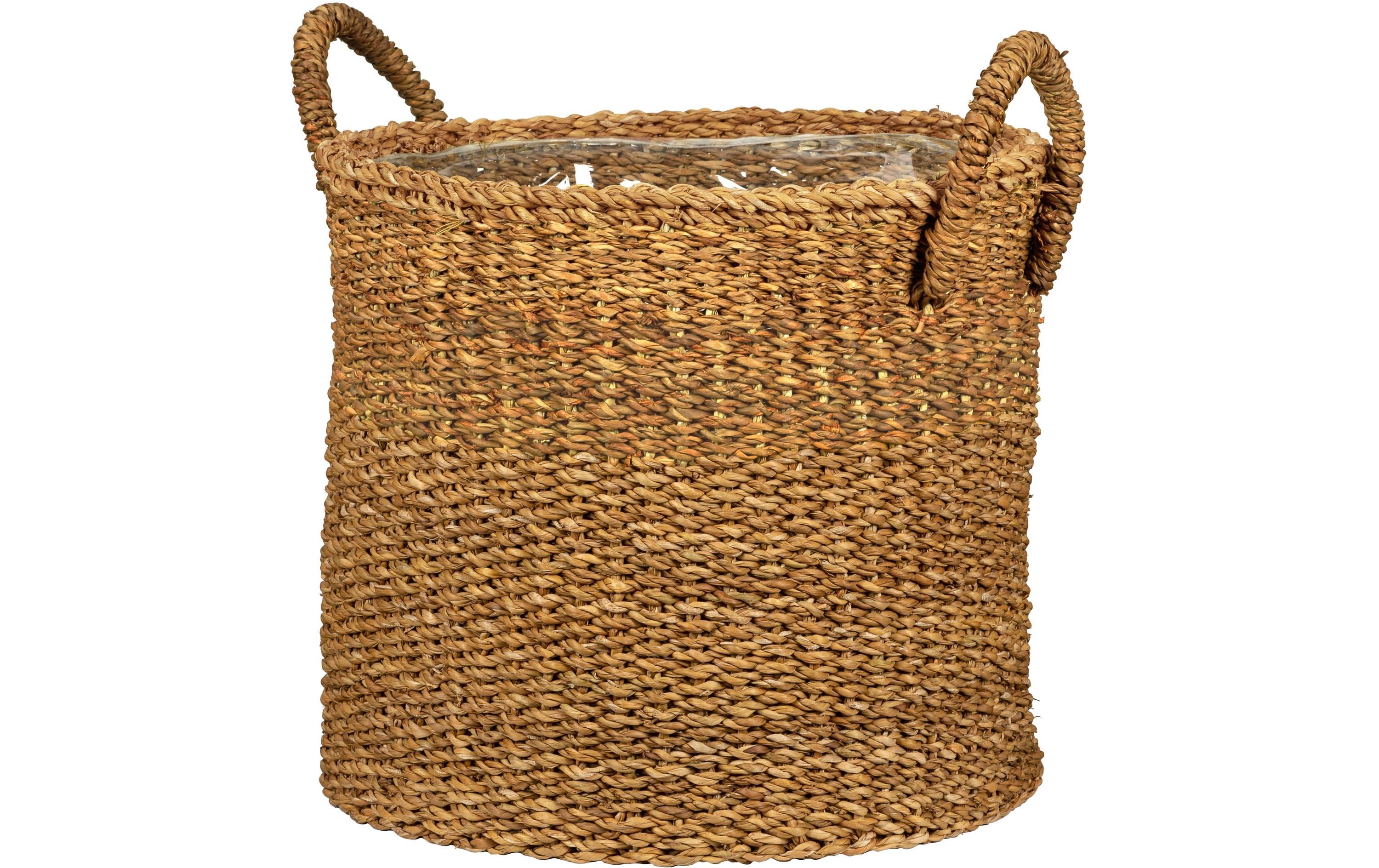 Scheurich Übertopf Korb Seegras mit Griff Plastikeinsatz, 33x31 cm (DxH), 26.91 L