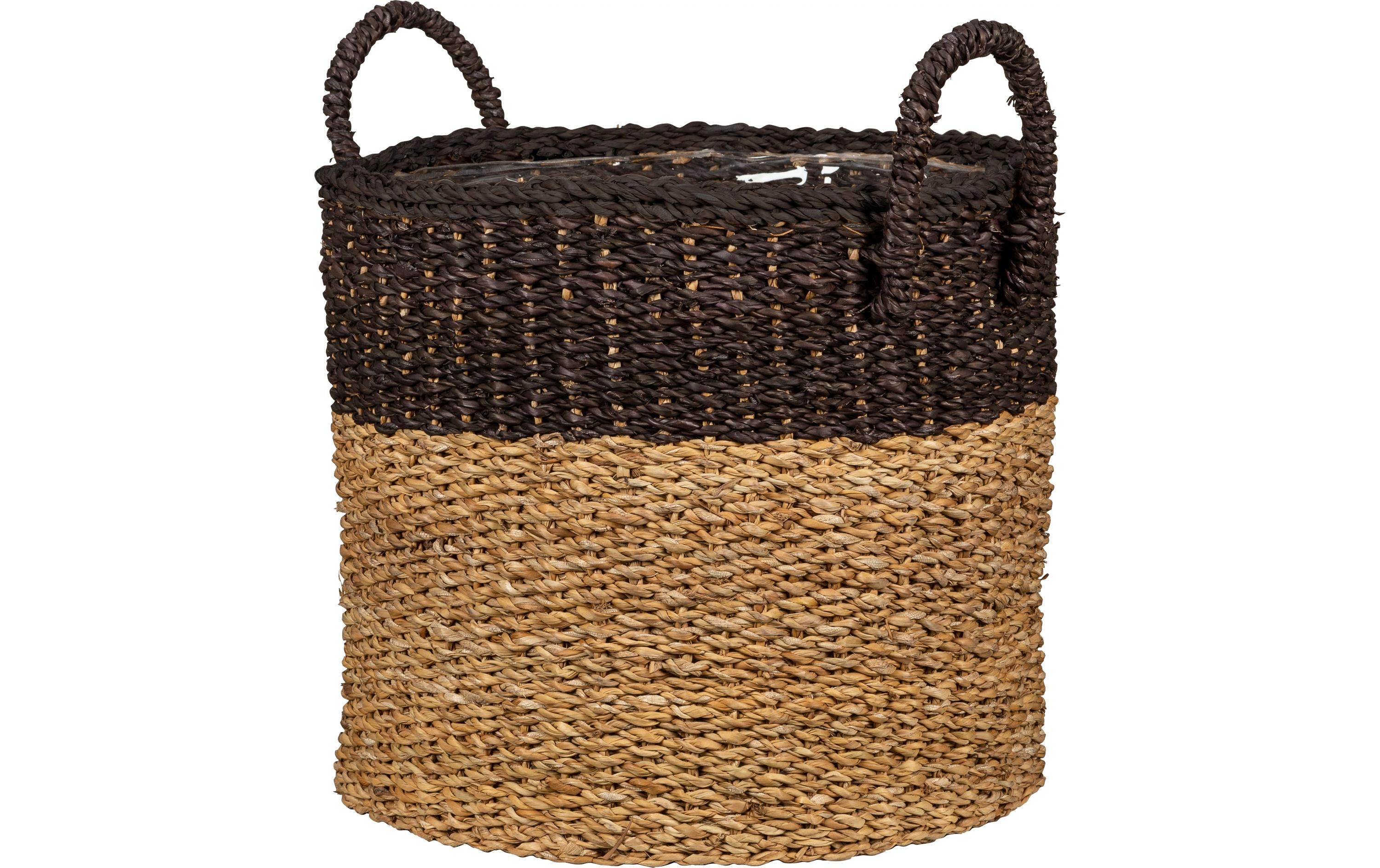 Scheurich Übertopf Korb Seegras mit Griff Plastikeinsatz, 28x24 cm (DxH), 13.12 L