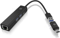 ICY BOX IB-HUB1439-LAN, 3x USB, 1x LAN Anschluss zum PC USB Type-C und Type-A