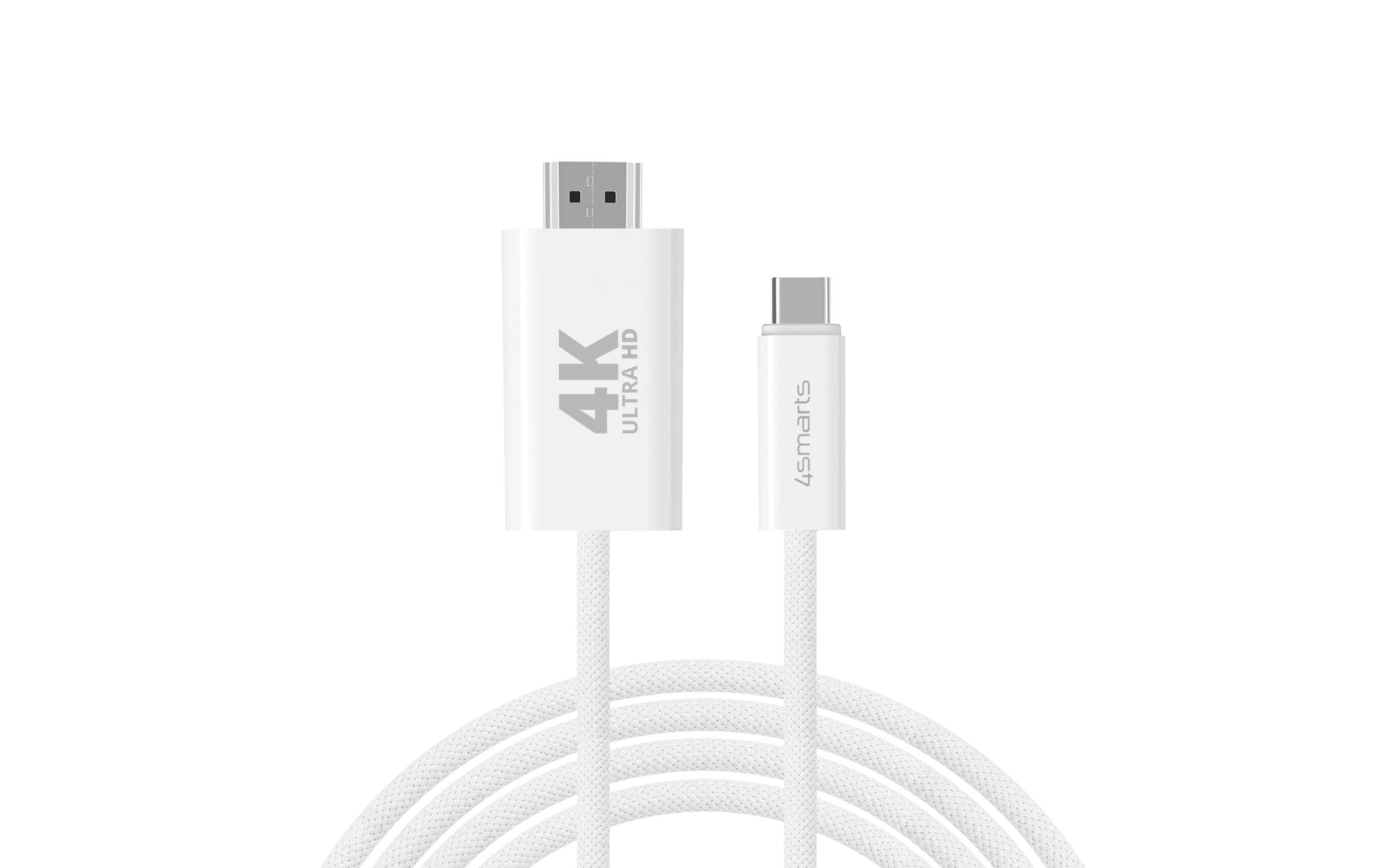 4smarts USB-C auf HDMI Stecker, 2m Farbe: Weiss