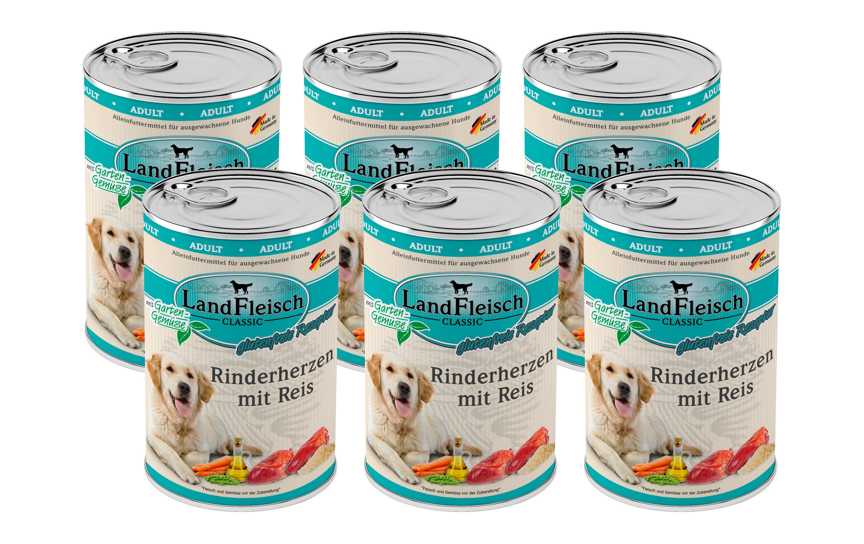 Landfleisch Classic Rinderherzen&Reis KIT 6 x 400g