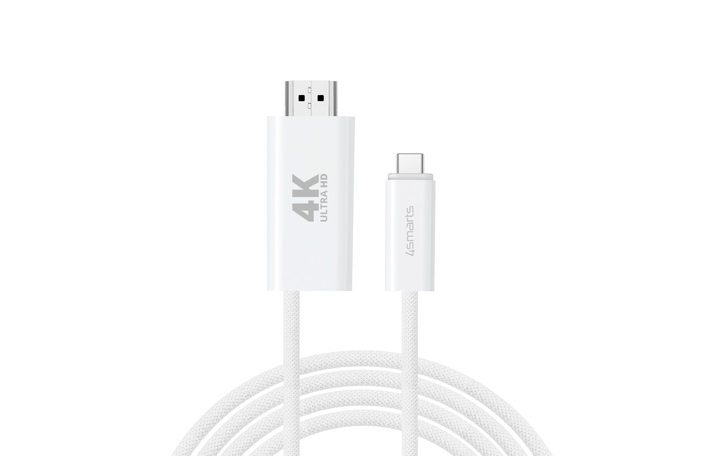 4smarts USB-C auf HDMI PD, 2m 100Watt, Farbe: Weiss