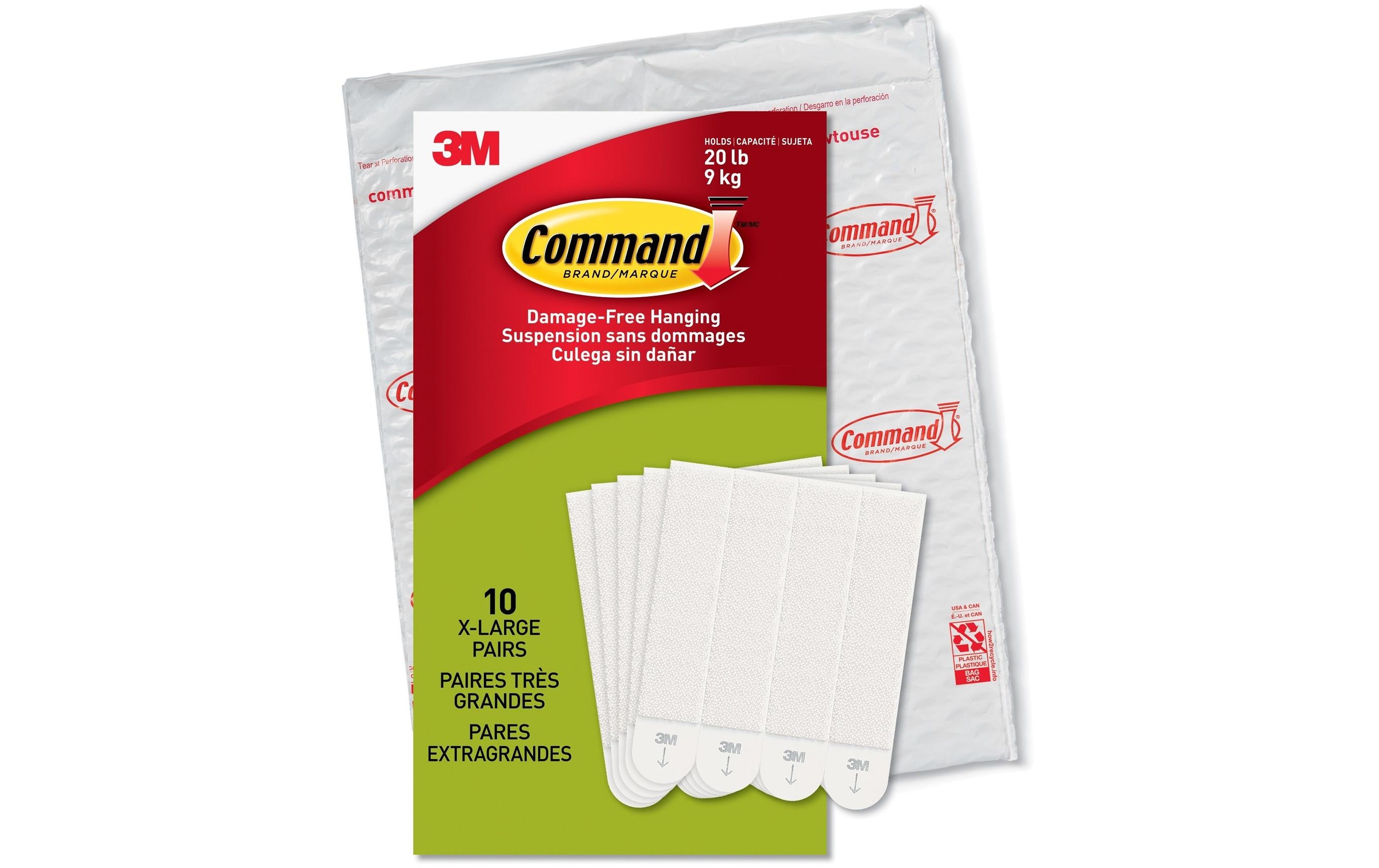 3M Command Bilder-Montagestreifen XL weiss, Tragekraft bis 9 kg, 10 Paar
