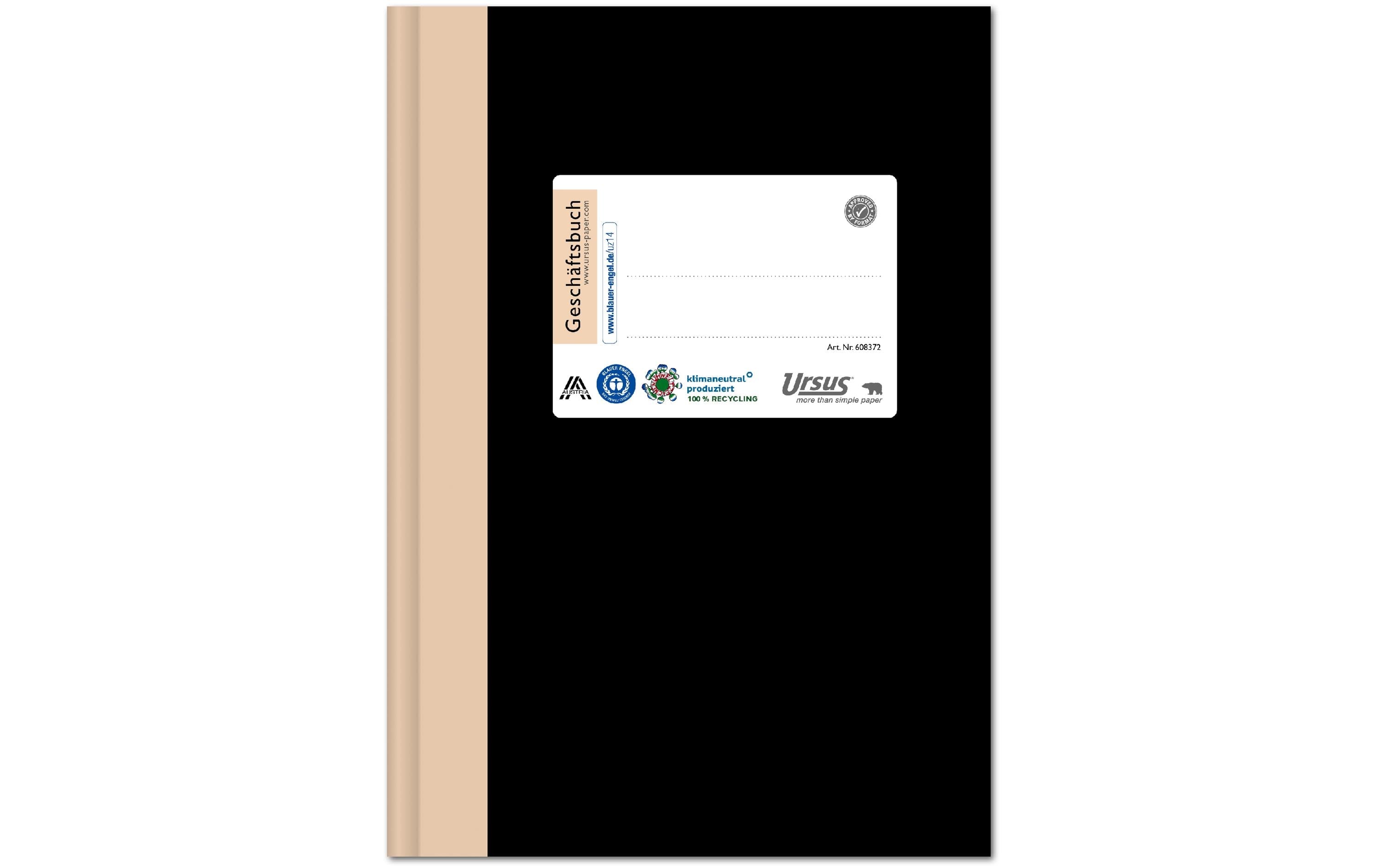 Ursus Green Geschäftsbuch Leinen A5, 96 Blatt, blanko, 80g