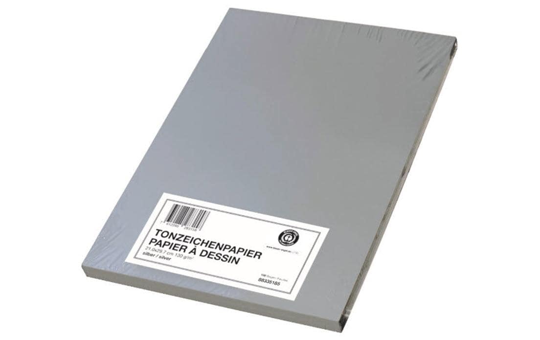 Tonzeichenpapier A4, 100 Stk silber matt