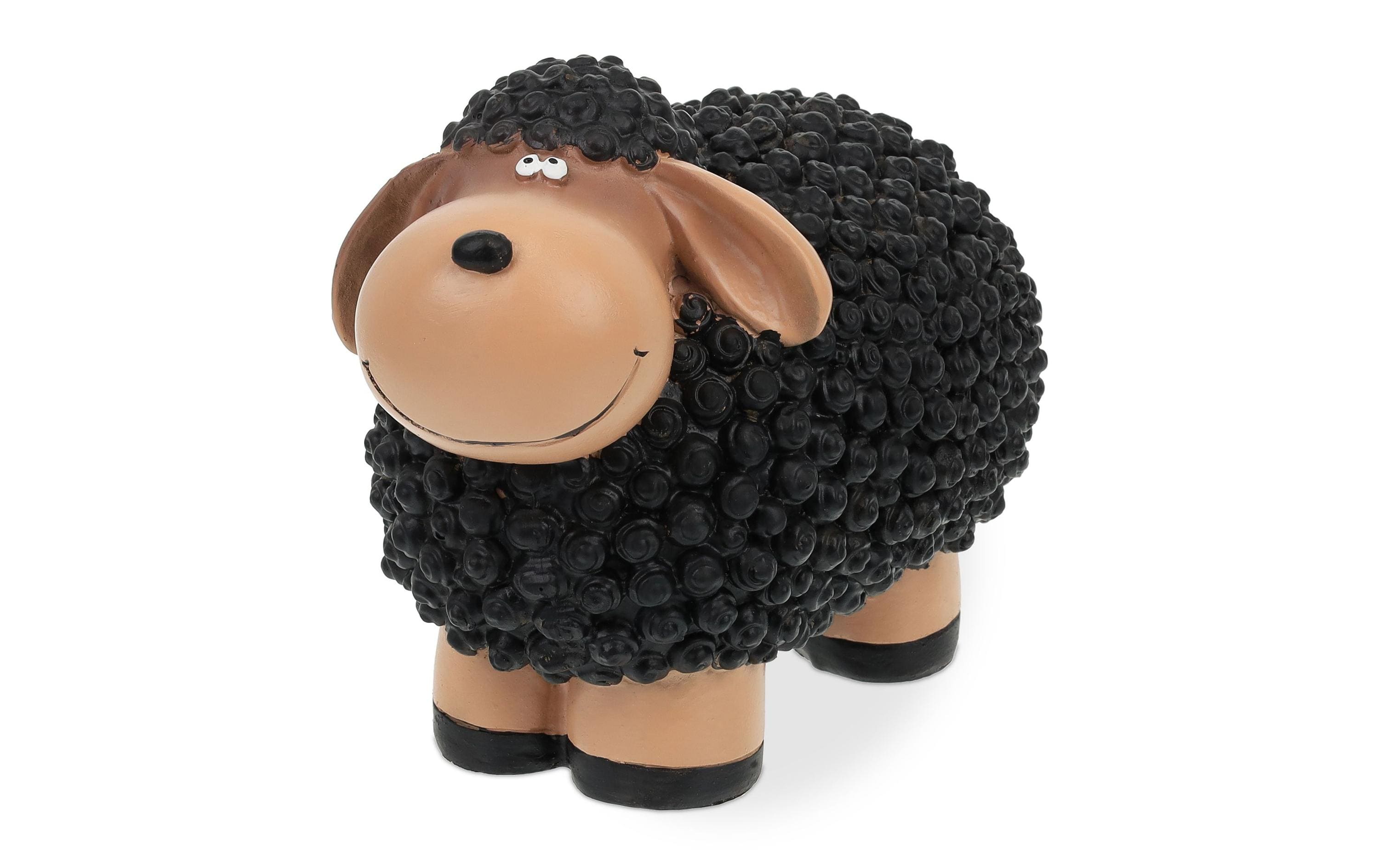 relaxdays Dekofigur Schaf 18cm, Polyresin, Schwarz