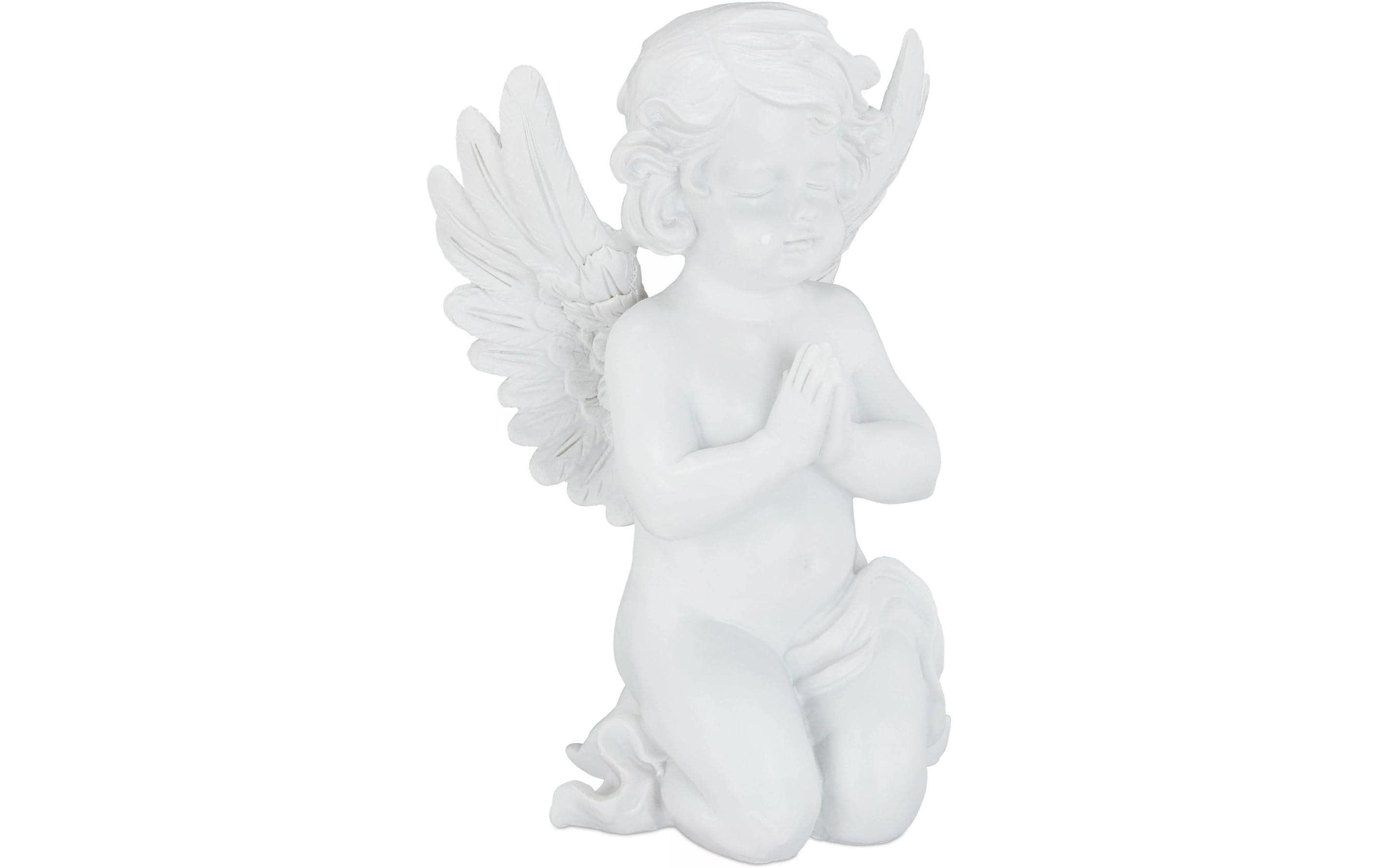 relaxdays Grabengel betend Kunststein, H x B x T:36 x 22,5 x 17 cm