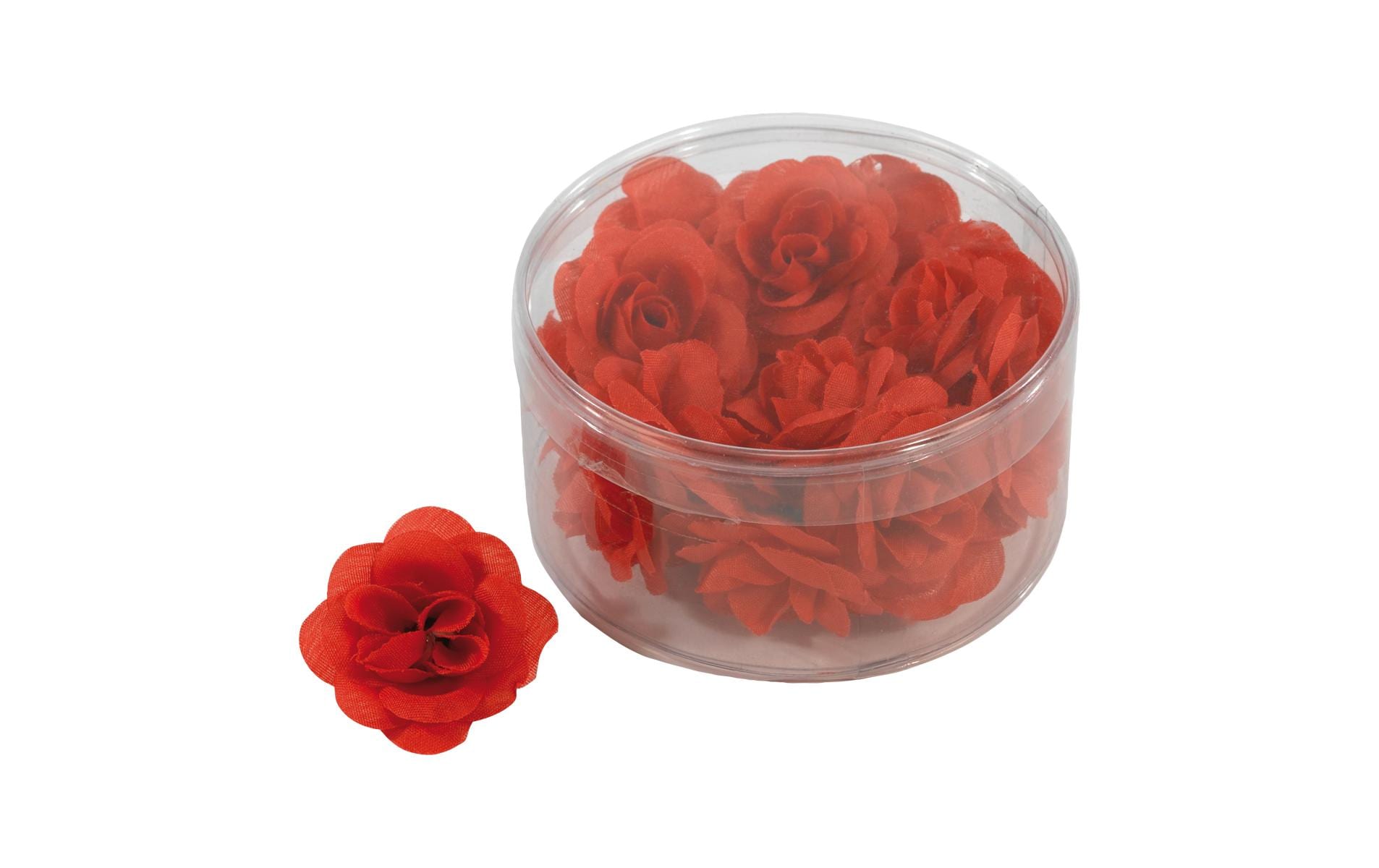 Dekomat Rosenblütenköpfe, Rot 20 Stück, Kunstseide, D: 4.5 cm
