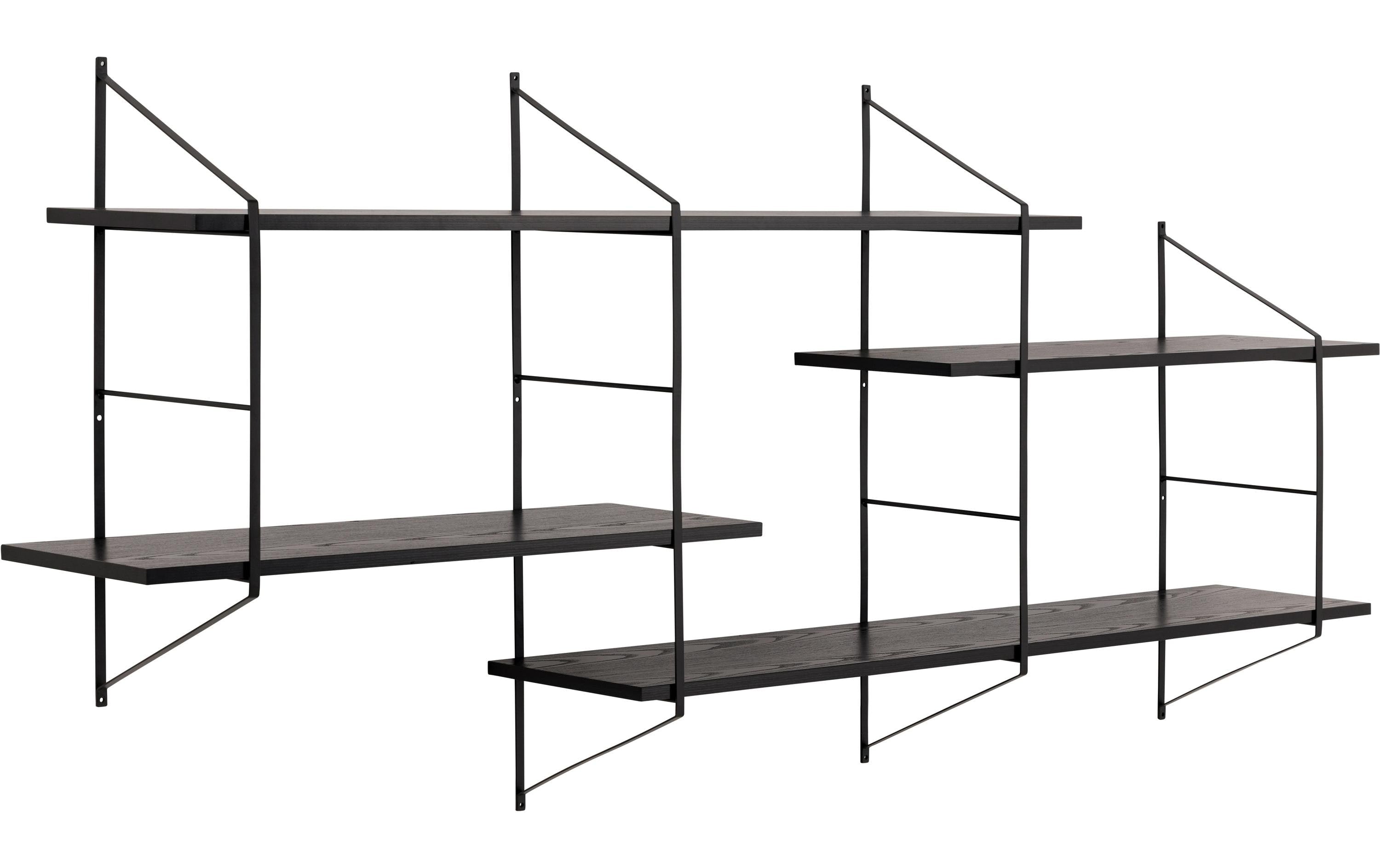 AC Design Wandregal Belfast Stahl/MDF, 191x25,5x79 cm, Schwarz