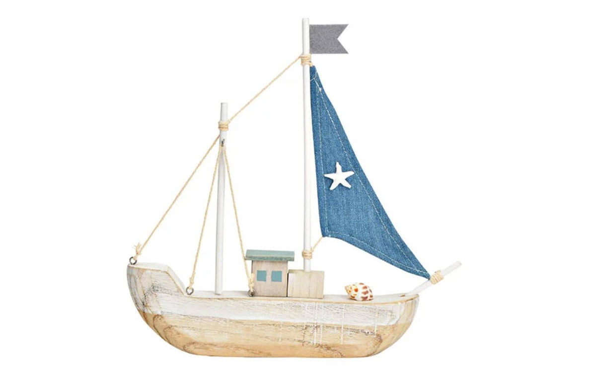 G. Wurm Aufsteller Segelboot Paulowania, 28x29x4cm