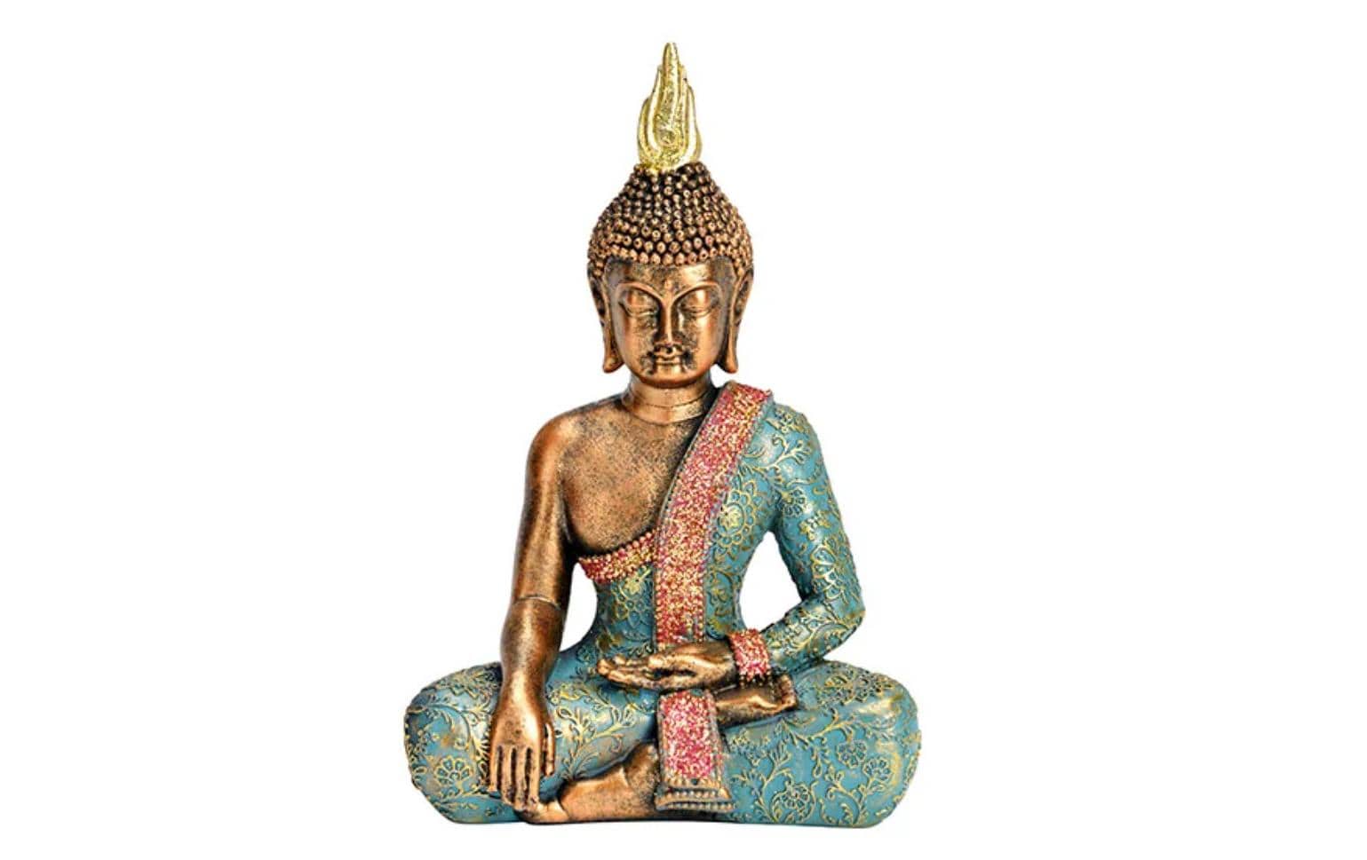 G. Wurm Dekofigur Buddha Türkis Poly, (B/H/T) 13x21x8cm