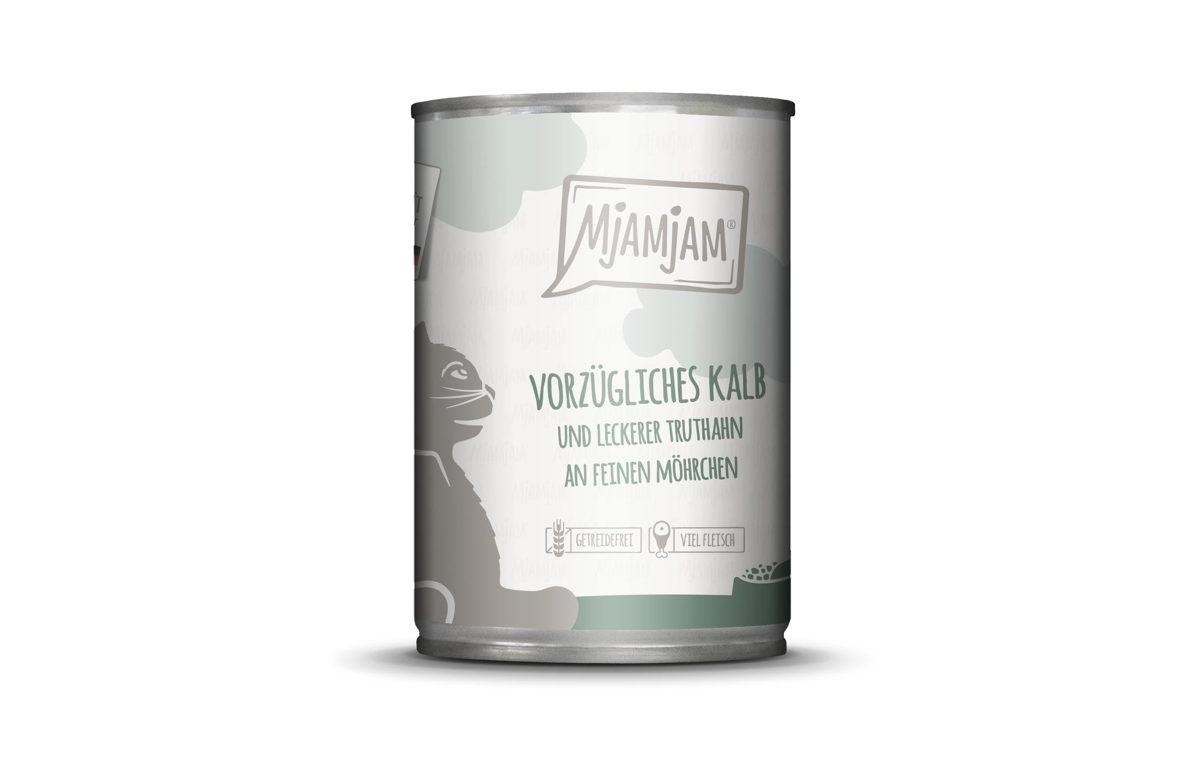 Mjamjam Cat Dose leckere Mahlzeit 400g Kalb & Truthahn
