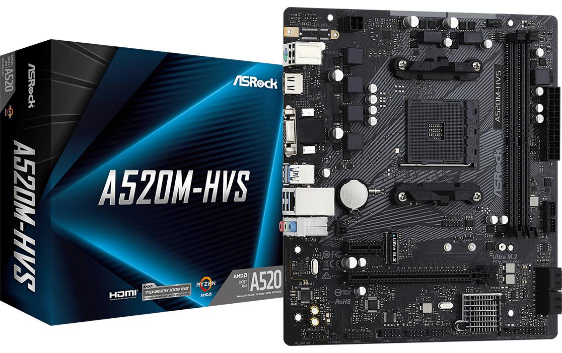 ASRock A520M-HVS, mATX, AM4 AMD A520, 2x DDR4, PCI-E 3.0