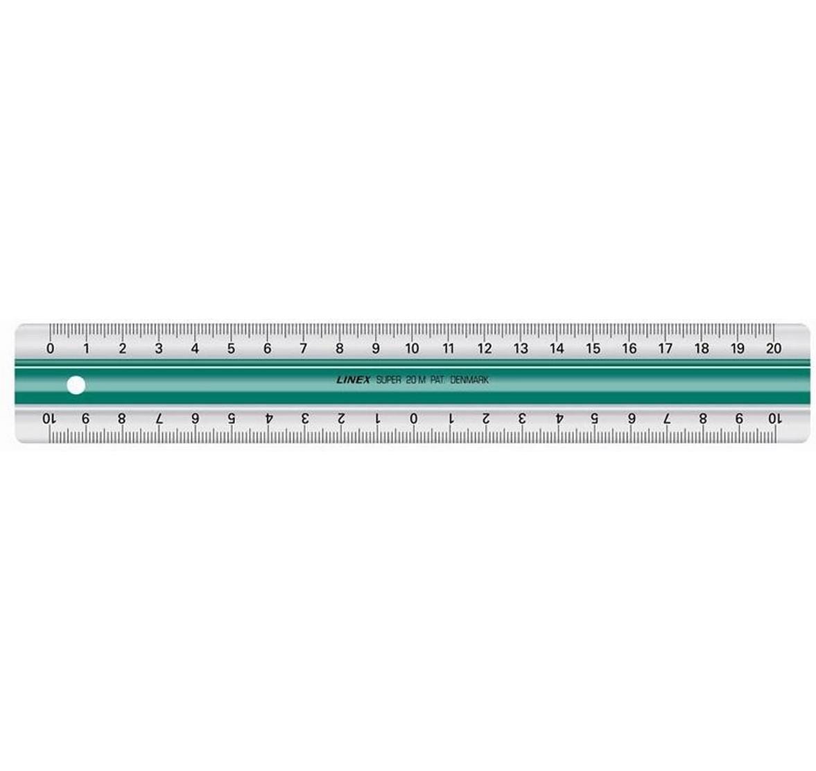 Linex Super Ruler Lineal 20cm transparentes SAN mit grünem Mittelstreifen