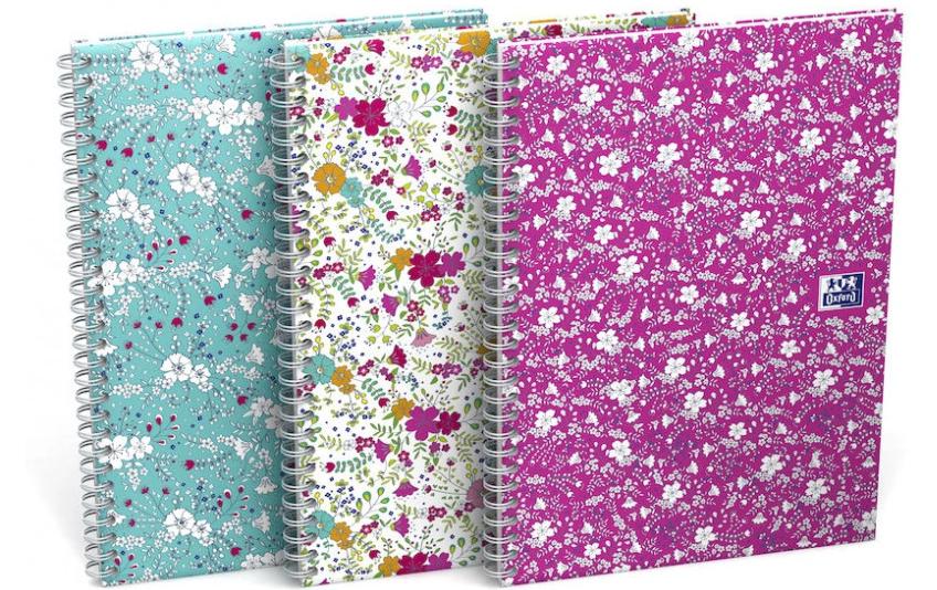 Oxford GO Floral Spiralbuch A5 kariert 5mm, 120 Seiten