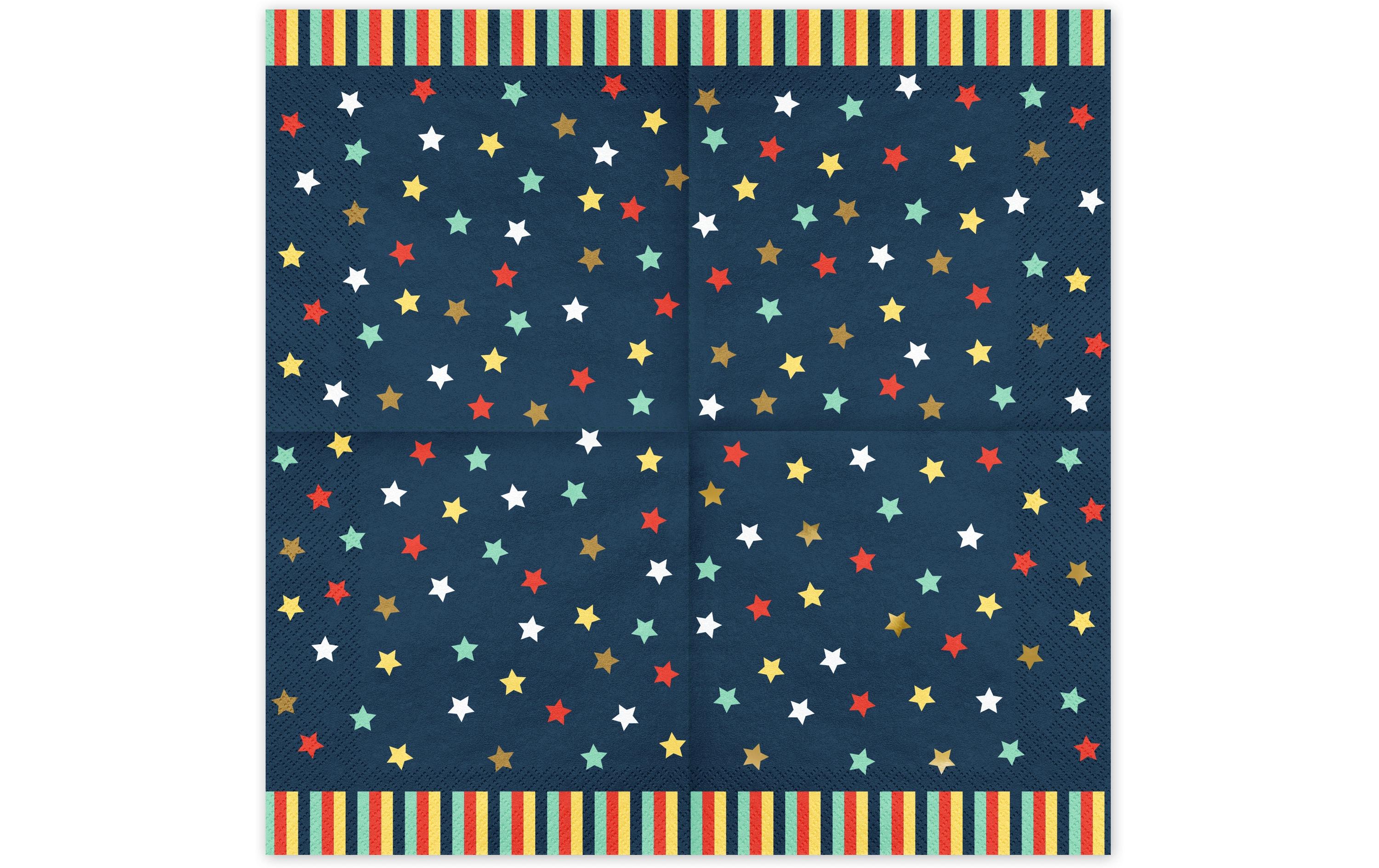 Partydeco Servietten Einhorn Sterne marineblau, 33x33 cm, 12 Stück