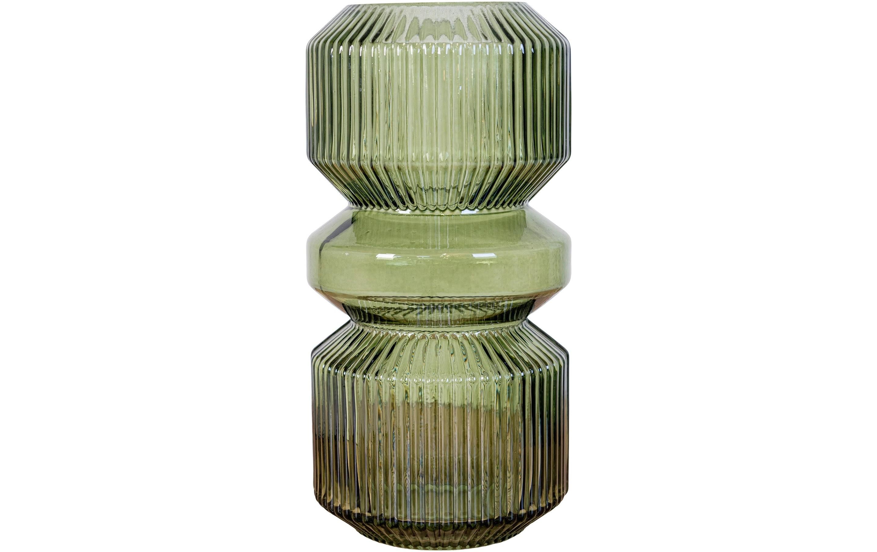 House Nordic Vase Grün Glas, Rund, Ø12x25 cm