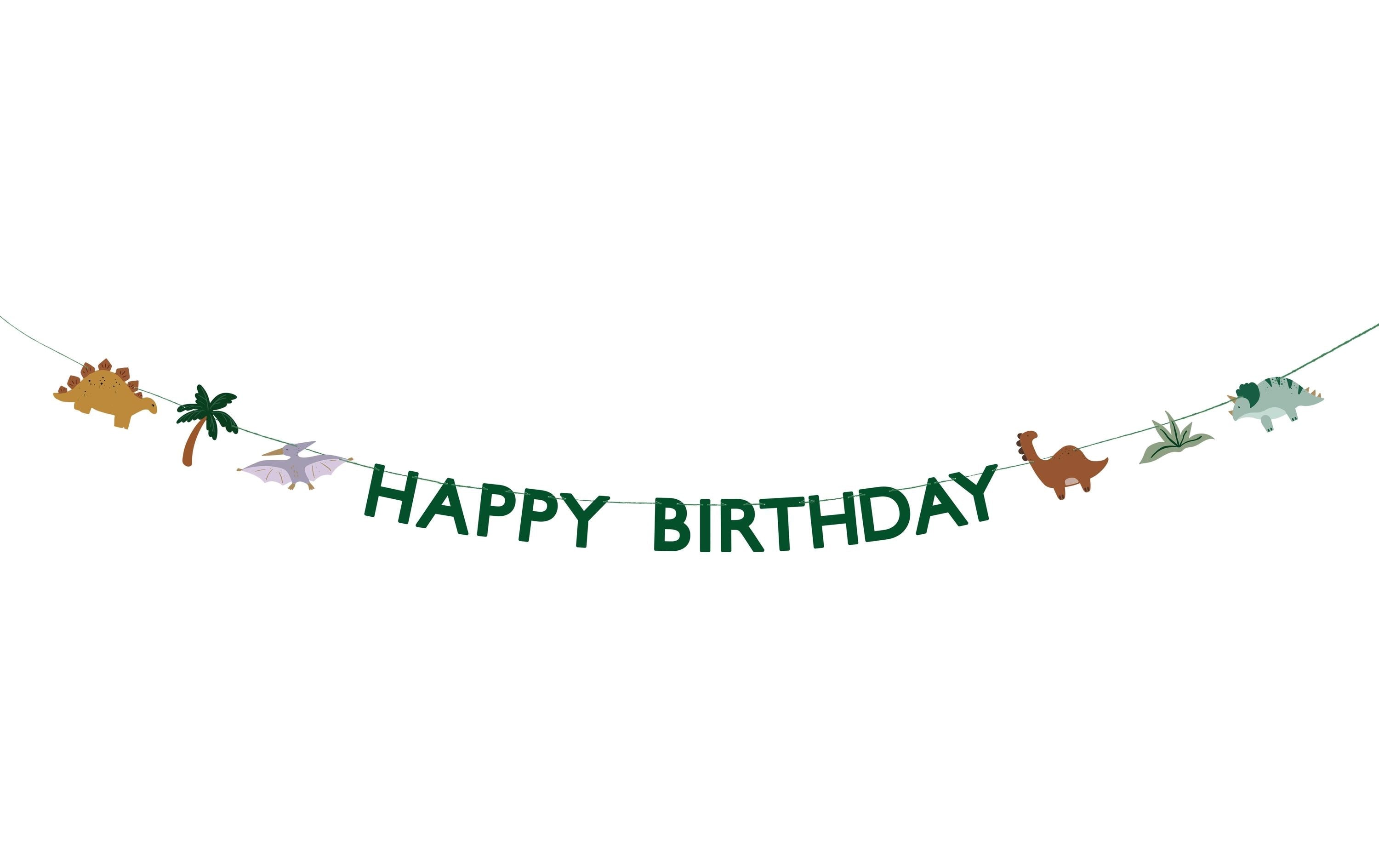 Partydeco Girlande Happy Birthday Dino mix, 3 m
