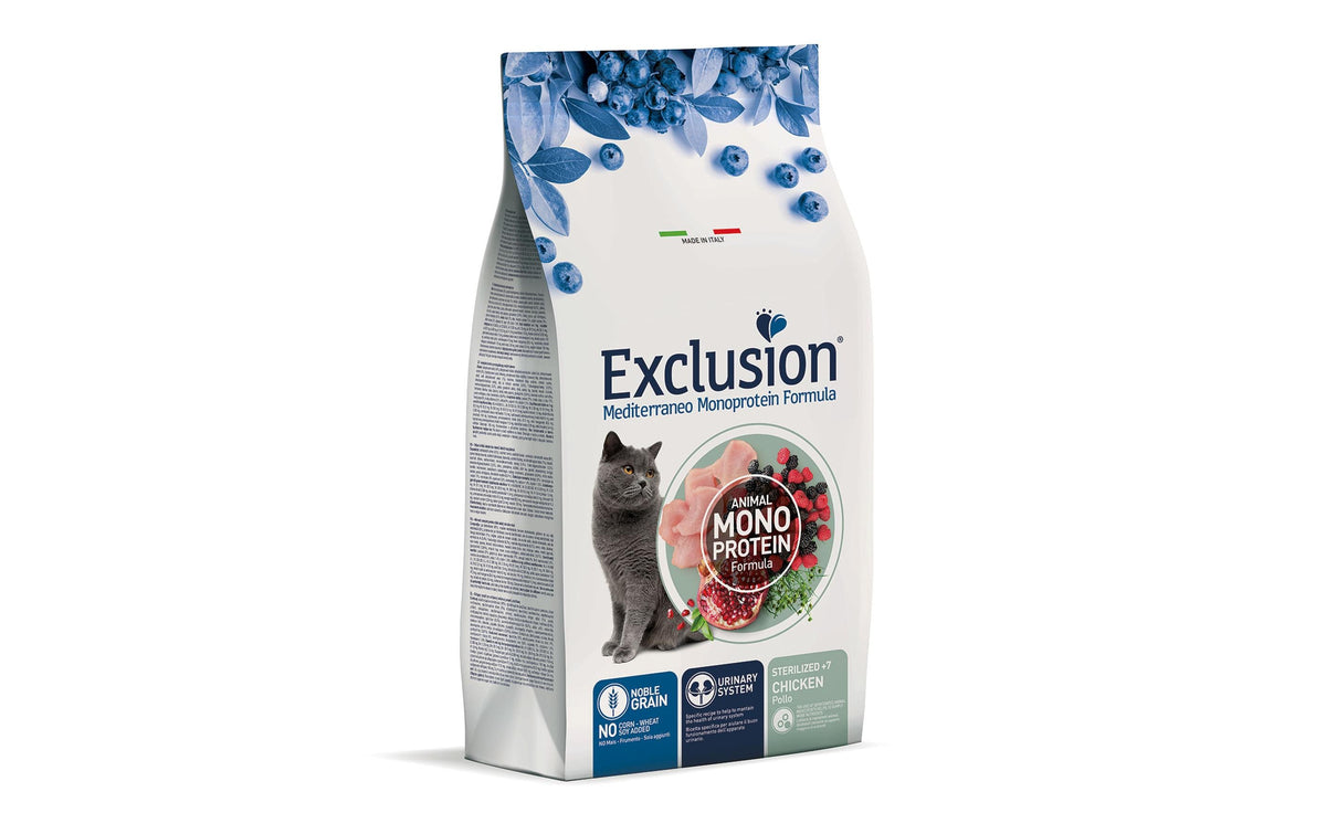 Exclusion Cat 7+ Steril. Chicken 1.5kg Mediterraneo Monoprotein