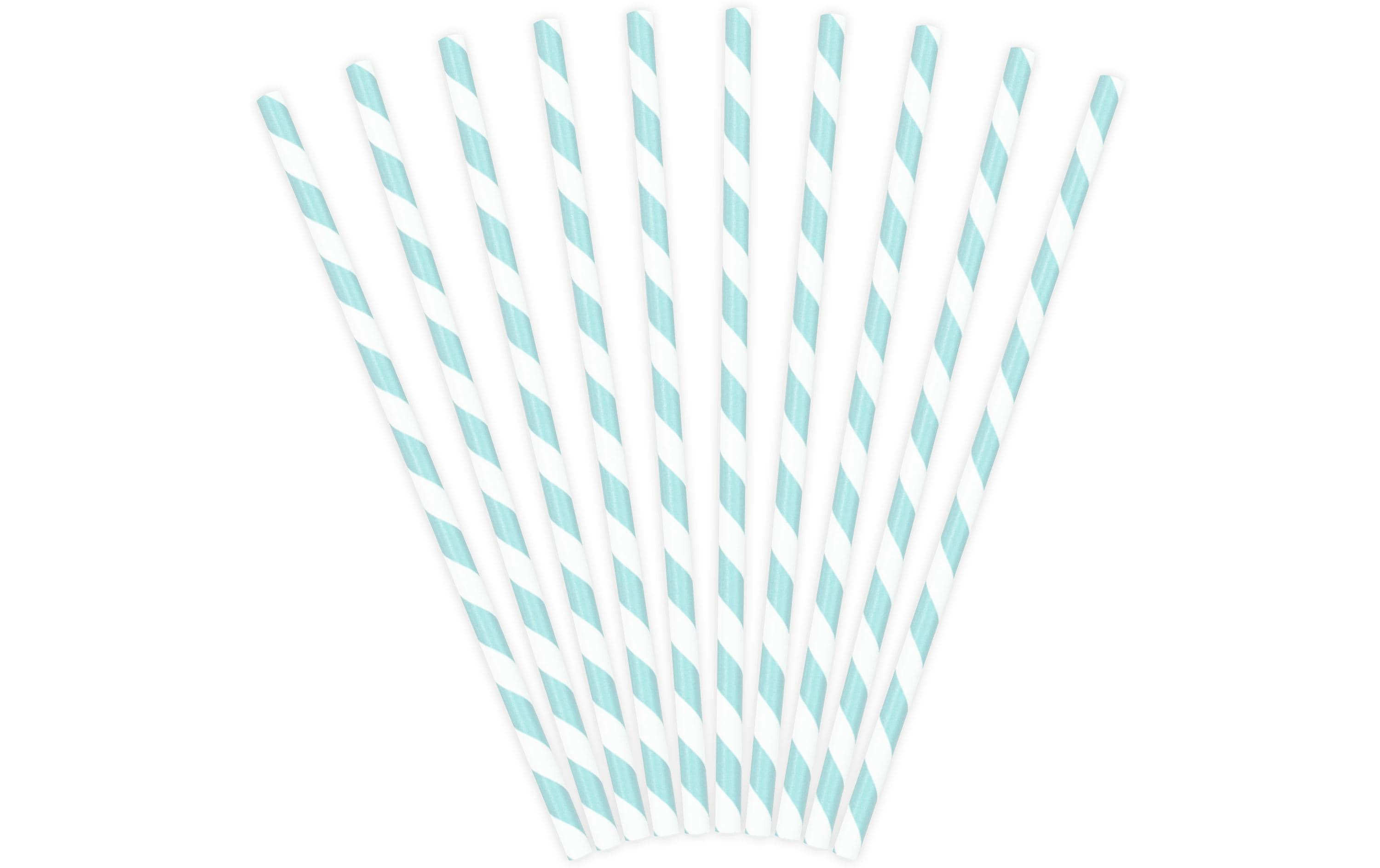 Partydeco Papierstrohhalme Streifen hellblau, 19.5 cm, 20 Stück
