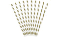 Partydeco Papierstrohhalme Streifen Gold, 19.5 cm, 20 Stück
